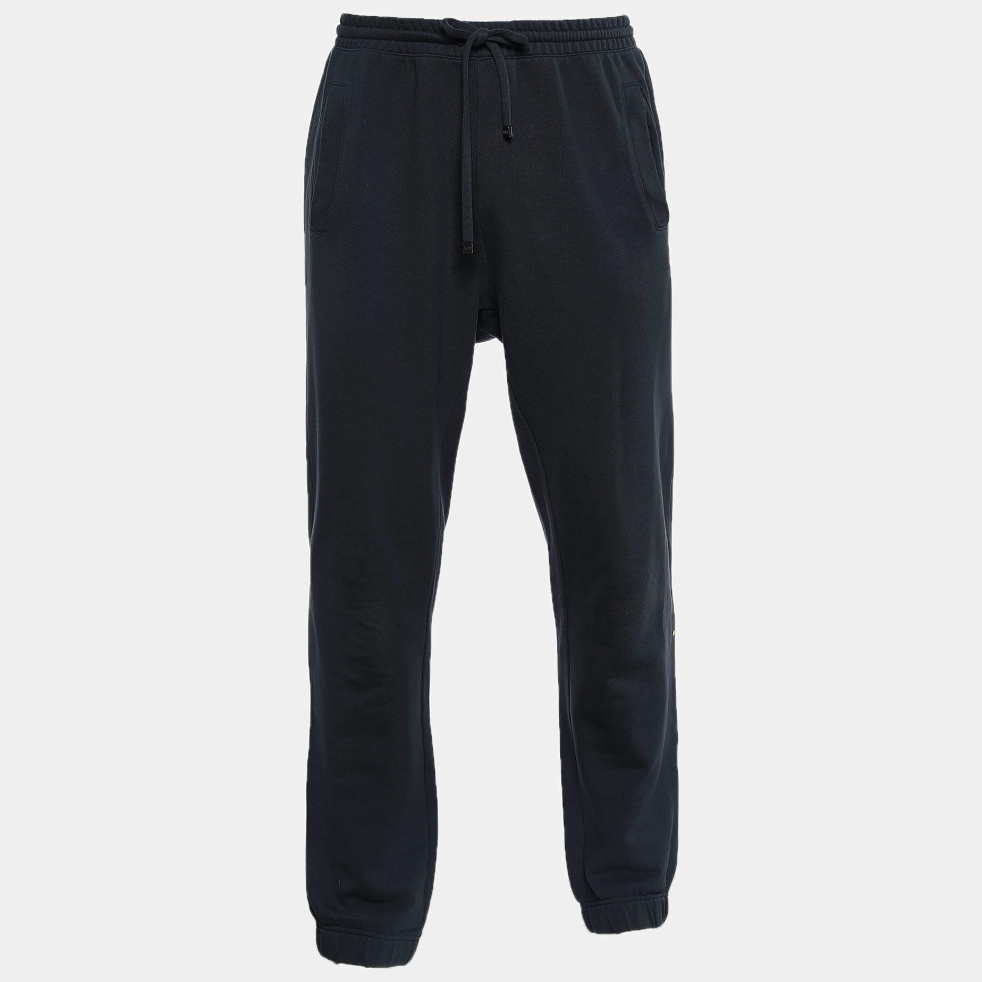 Pre Owned Boss By Hugo Boss Navy Blue Cotton Jogger Pants XL