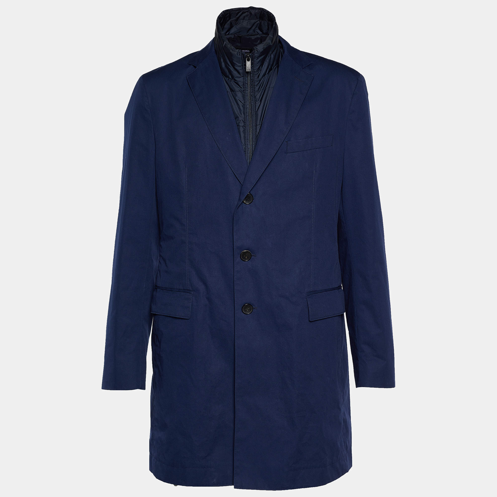 Pre Owned Boss By Hugo Boss Navy Blue Cotton Blazer & Quilted Jacket Set  XXL