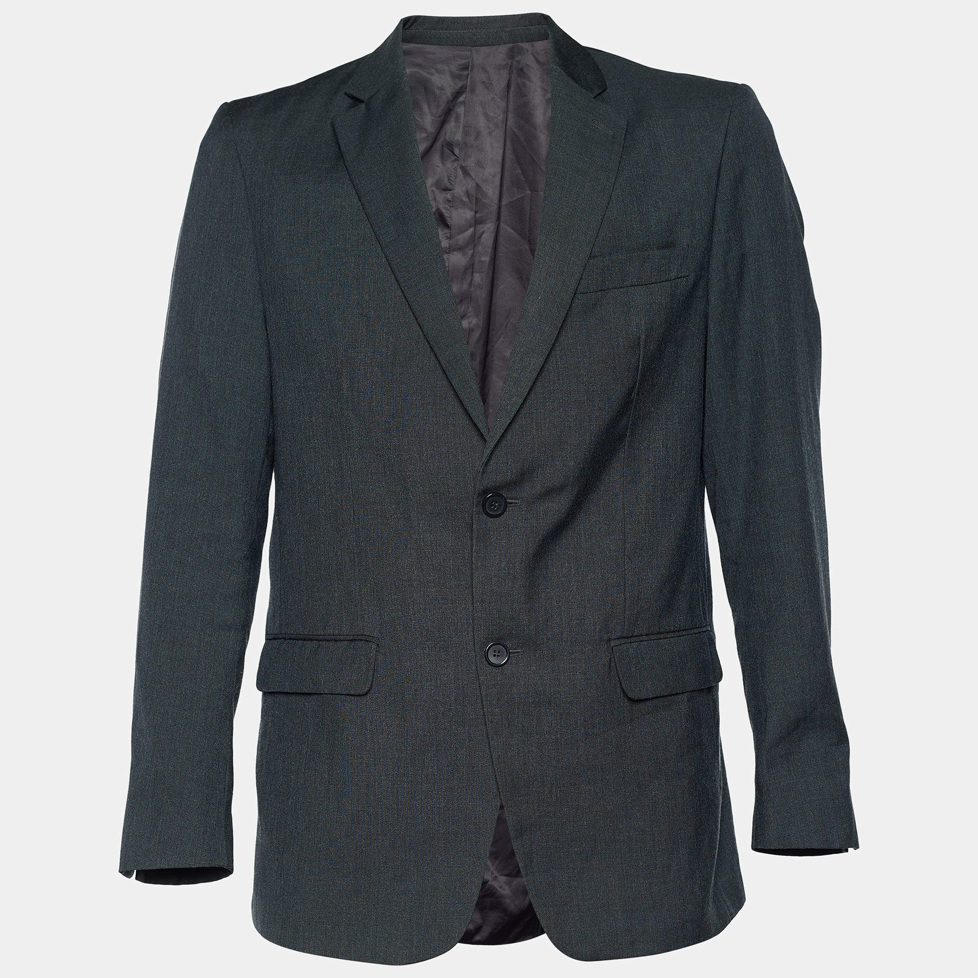 Pre Owned Boss By Hugo Boss Grey Super 140s Wool Blazer XL