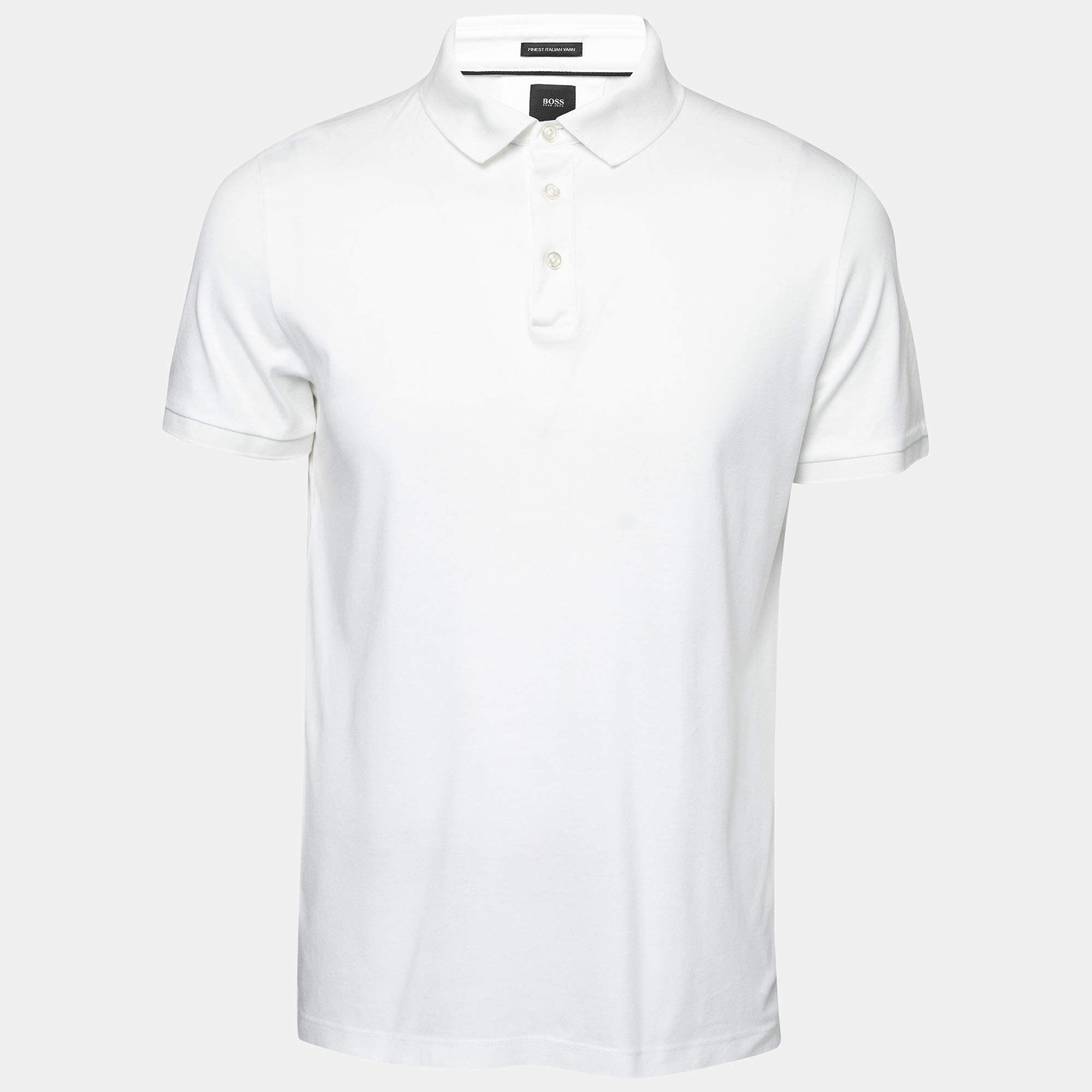 Pre Owned Boss By Hugo Boss White Cotton T-Perry 14 Polo Shirt L