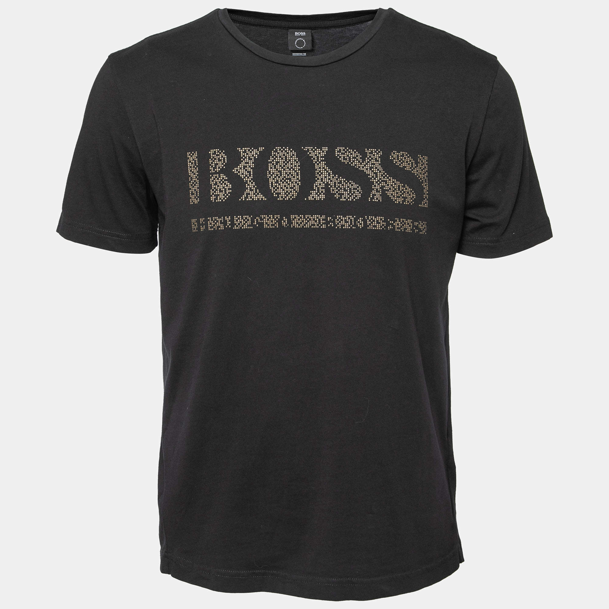 مملوكة مسبقًا Boss By Hugo Boss Black Cotton Logo Printed Short Sleeve T-Shirt M