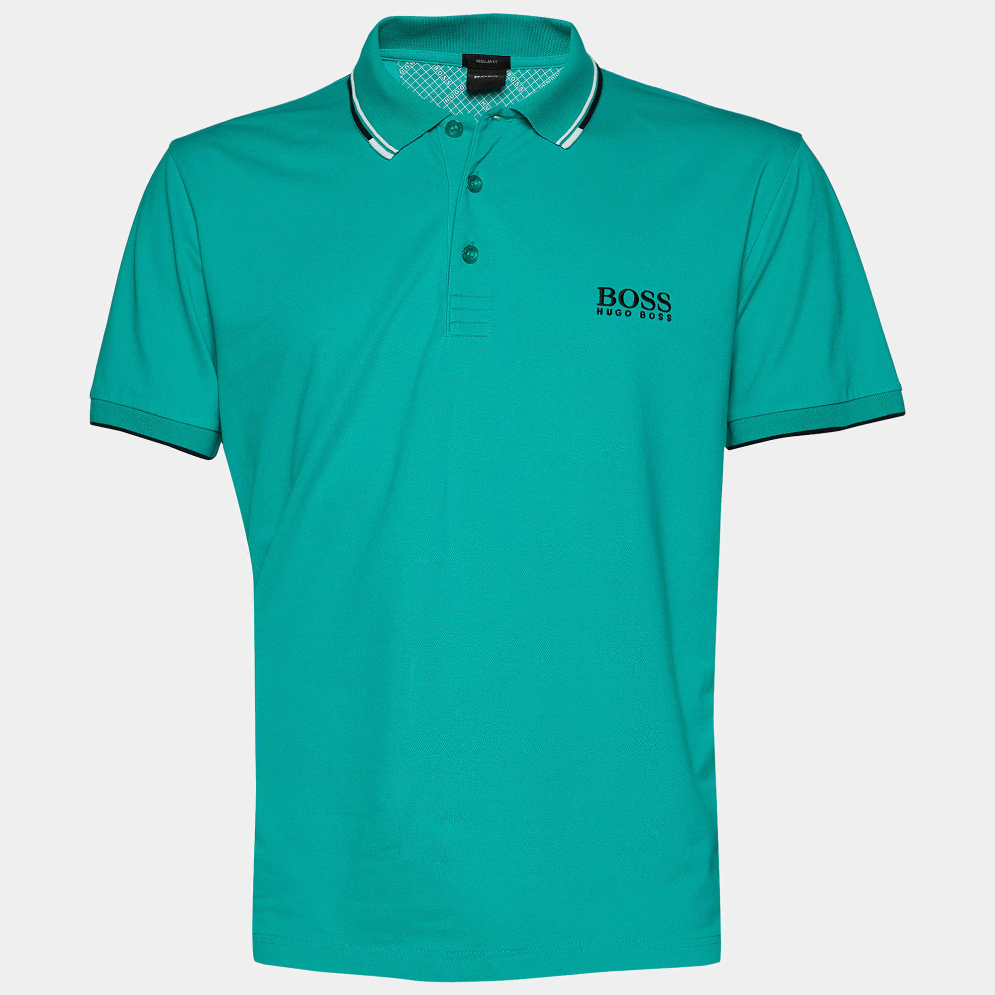 Pre Owned Boss By Hugo Boss Green Cotton Knit Polo T-Shirt XL