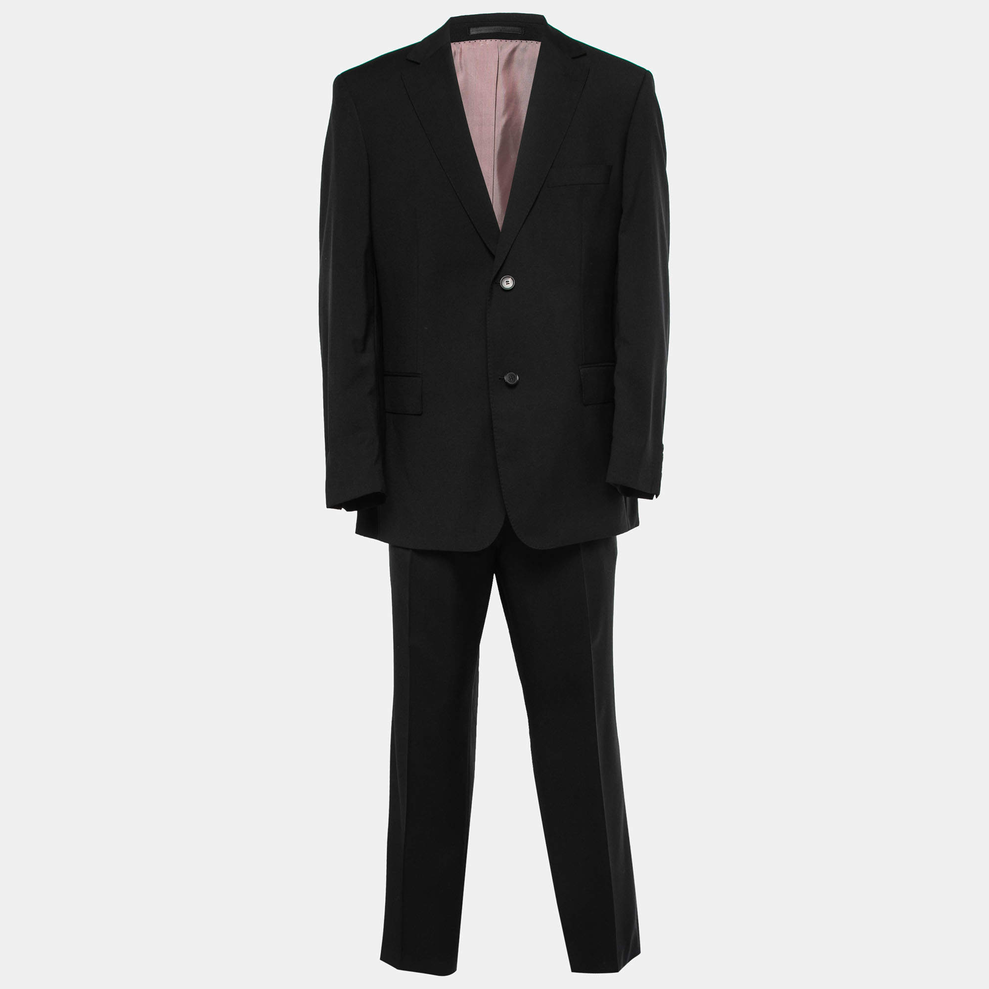 Pre Owned Boss By Hugo Boss Black Wool Single-Breasted Suit 3XL