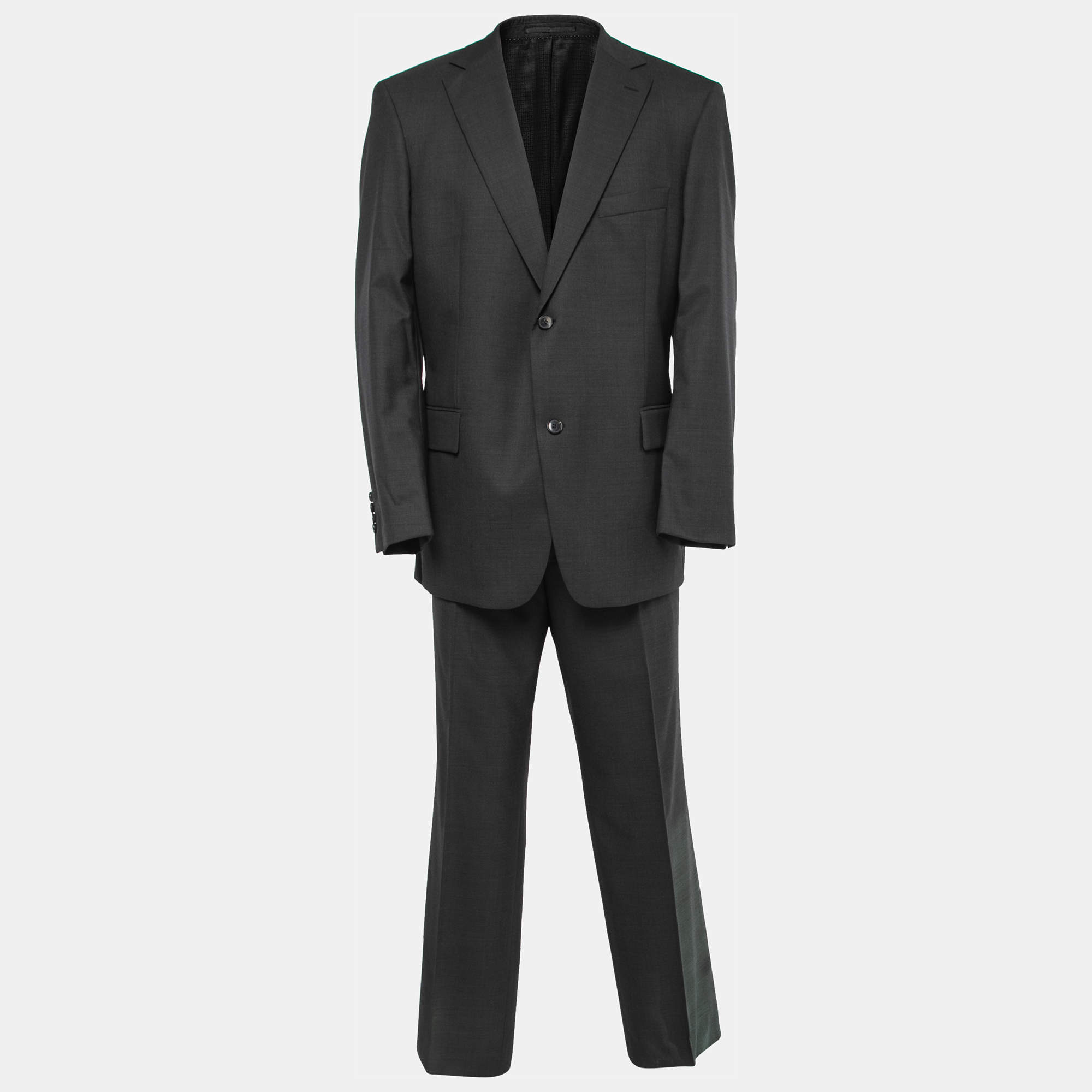 Pre Owned Boss By Hugo Boss Dark Grey Wool Single-Breasted Pasini/Movie1 Suit 3XL  