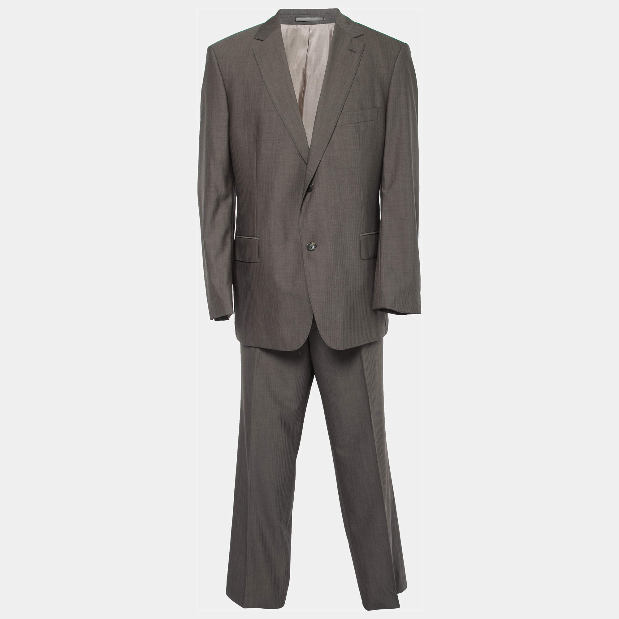 Pre Owned Boss By Hugo Boss Grey Wool Single-Breasted Pasolini1/Movie1 Suit 3XL