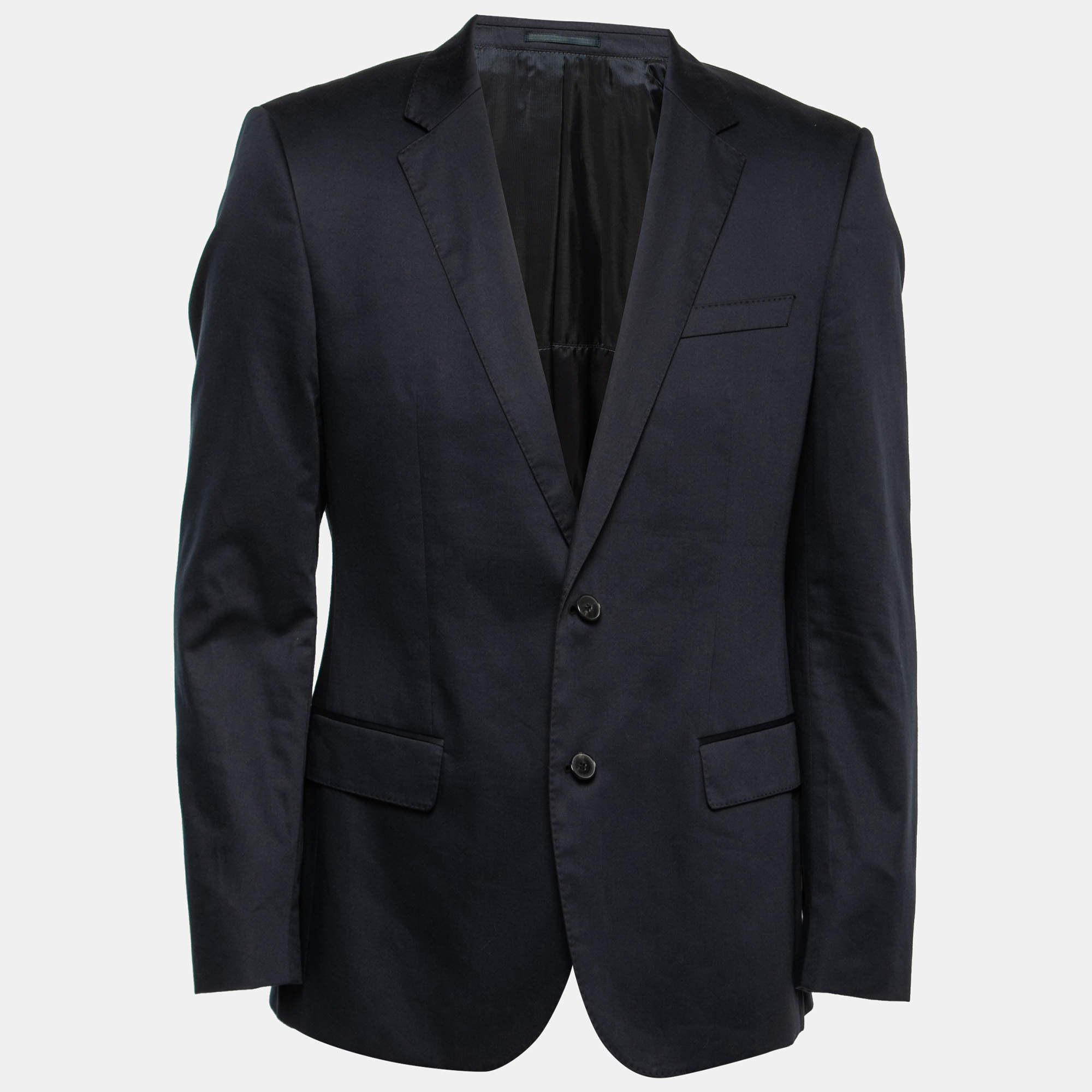 Pre Owned Boss By Hugo Boss Navy Blue Cotton Single-Breasted Huge3/Genius2 Blazer L