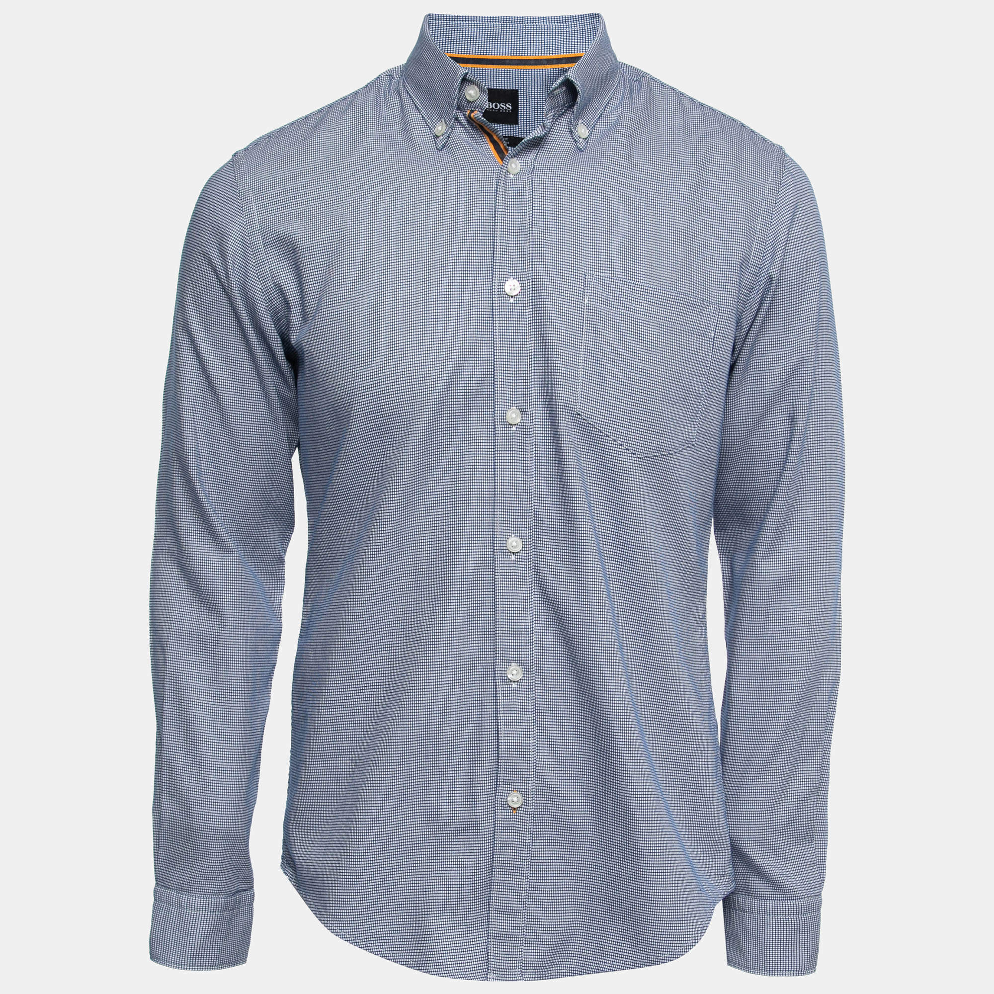 مملوكة مسبقًا Boss By Hugo Boss Blue Patterned Cotton Button Front Shirt M