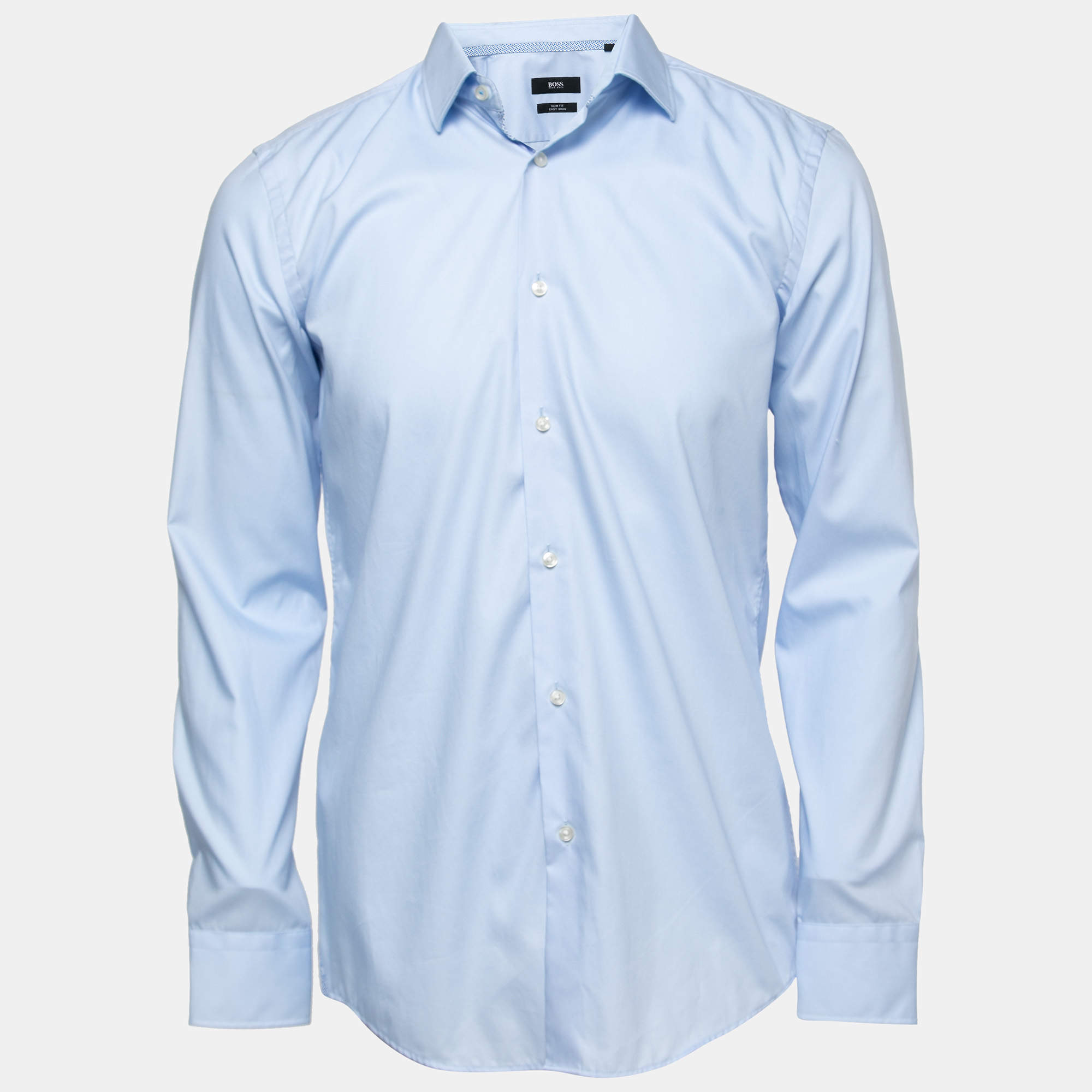 Pre Owned Hugo by Hugo Boss Blue Cotton Button Front Shirt M