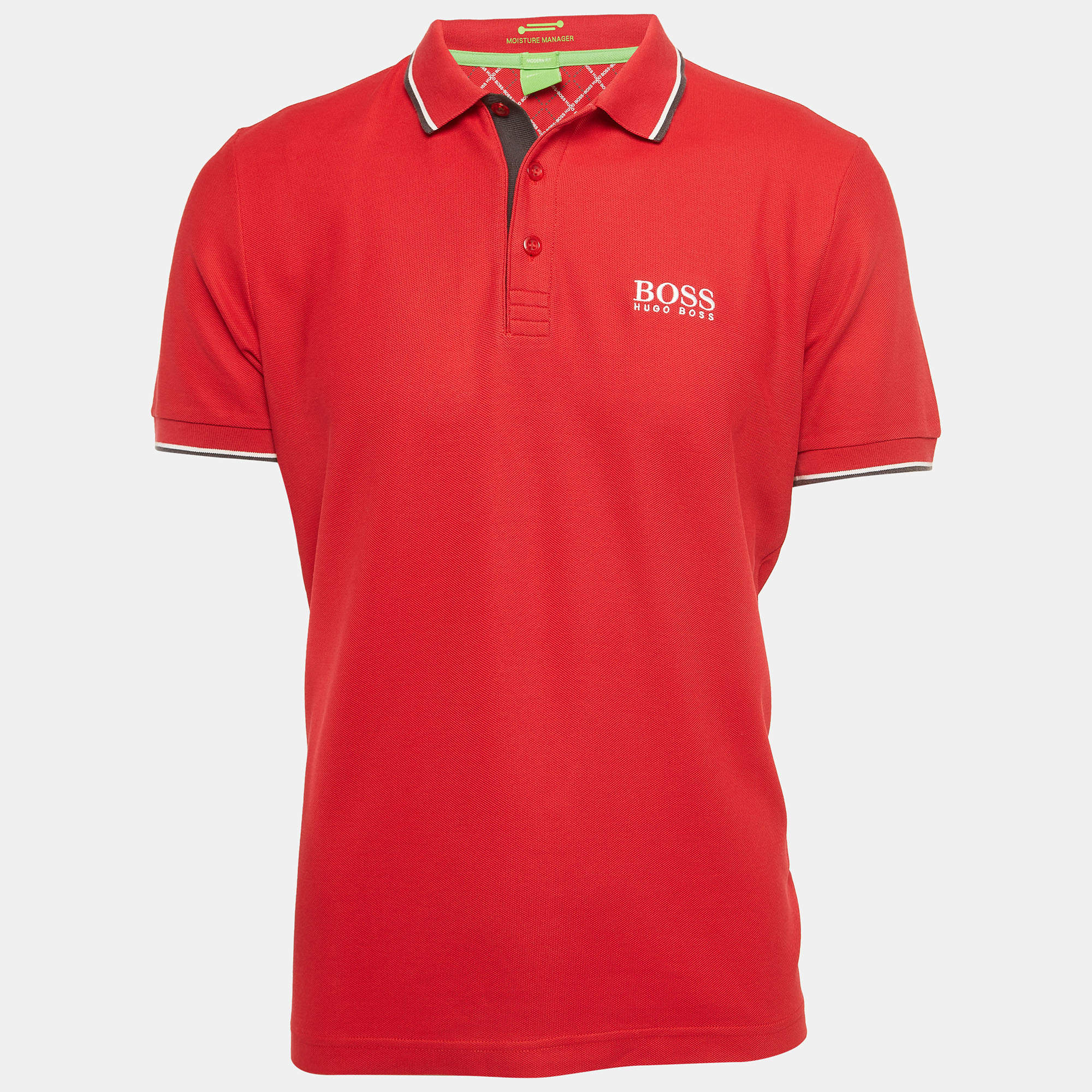 Tシャツ・カットソー Hugo Boss FW22 POLO WITH LOGO (50476933_10241785131) Boss By Hugo Boss Red Logo Embroidered Knit Polo T-Shirt L