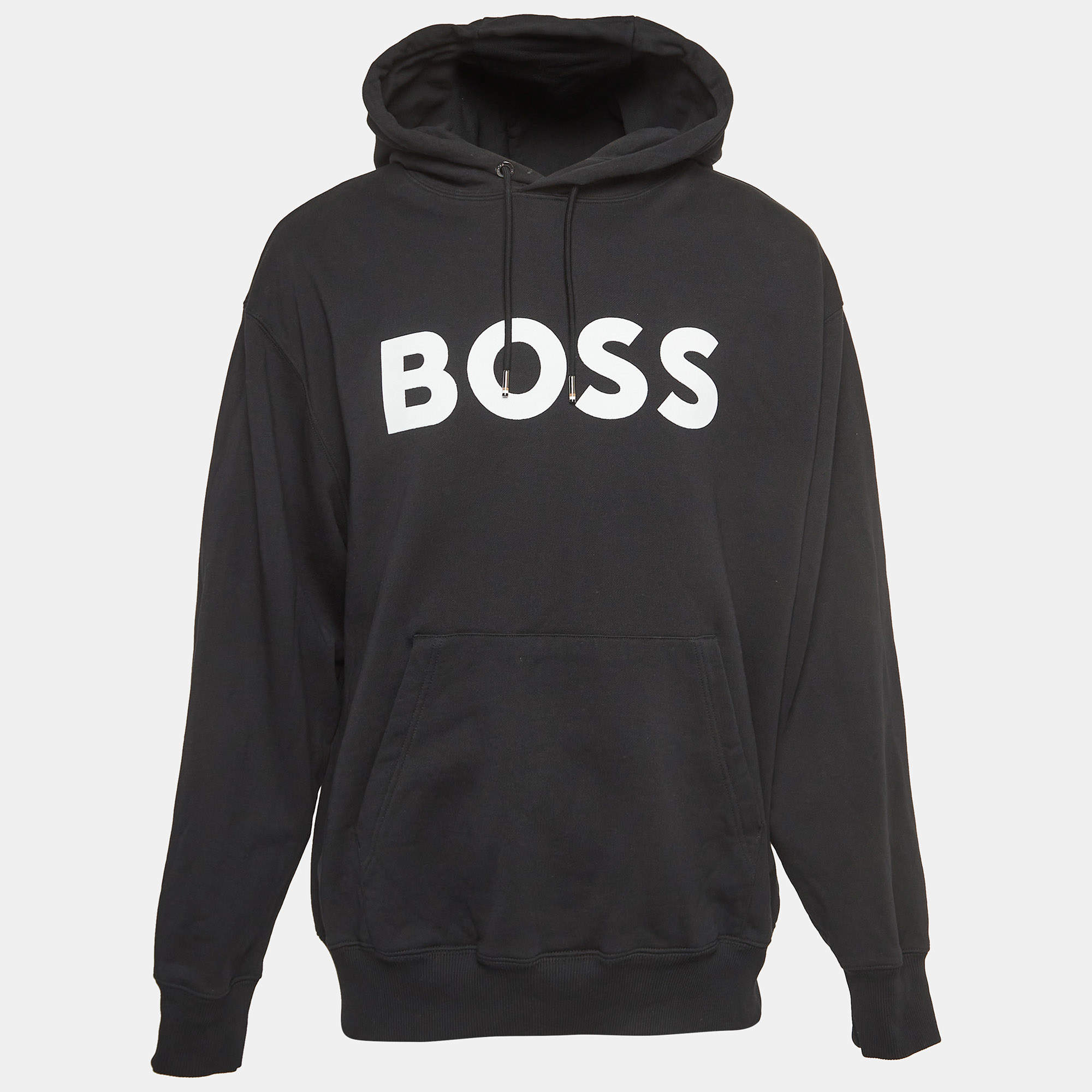 Boss By Hugo Boss Black Cotton Logo Patch Oversized Hoodie XL