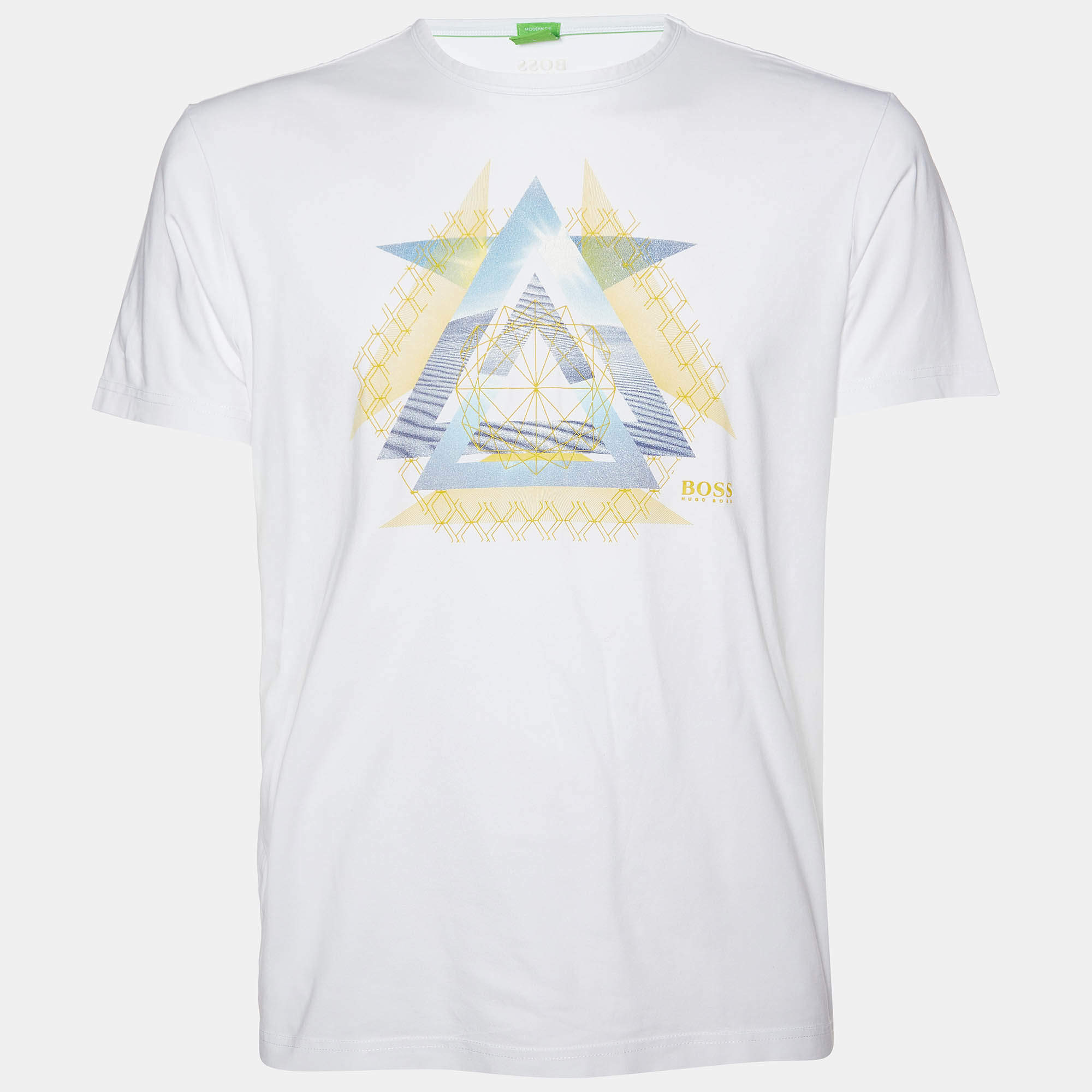Boss By Hugo Boss White Printed Cotton Modern Fit T-Shirt L