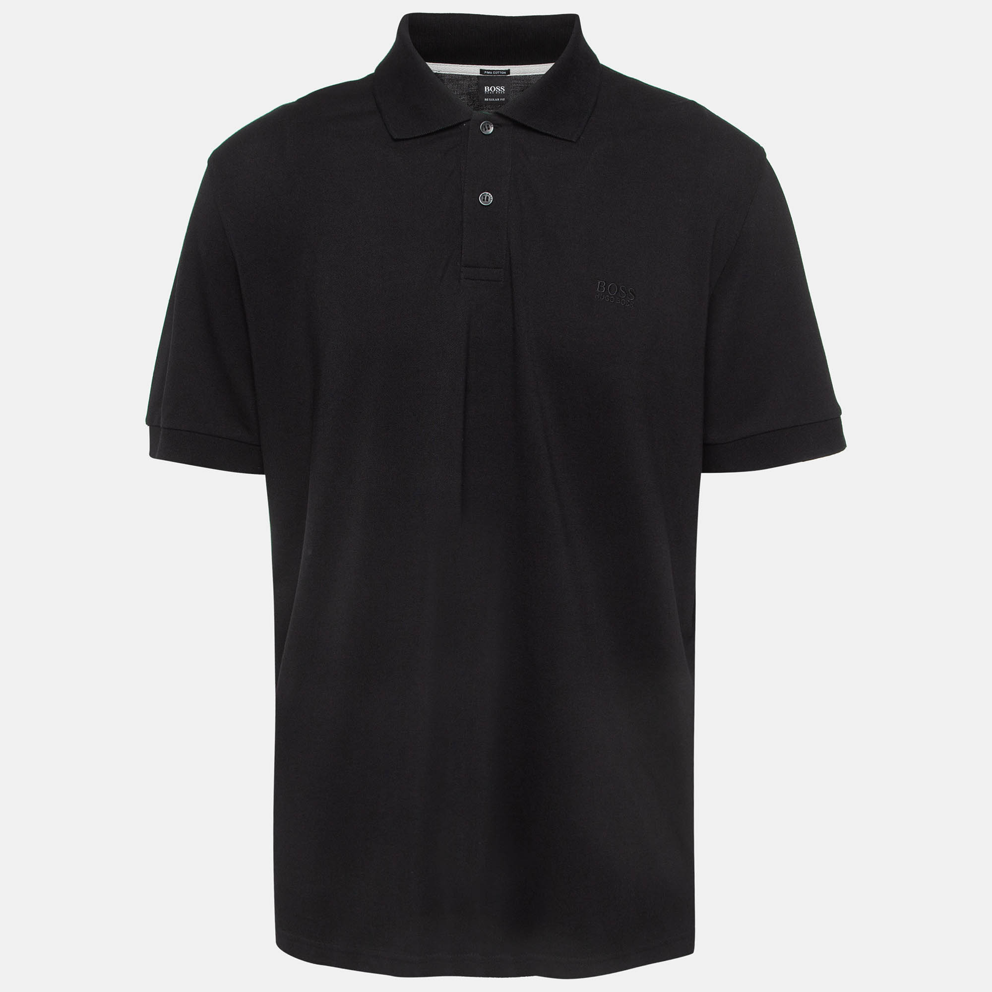 Pre Owned Boss By Hugo Boss Black Pima Cotton Polo T-Shirt XXXL
