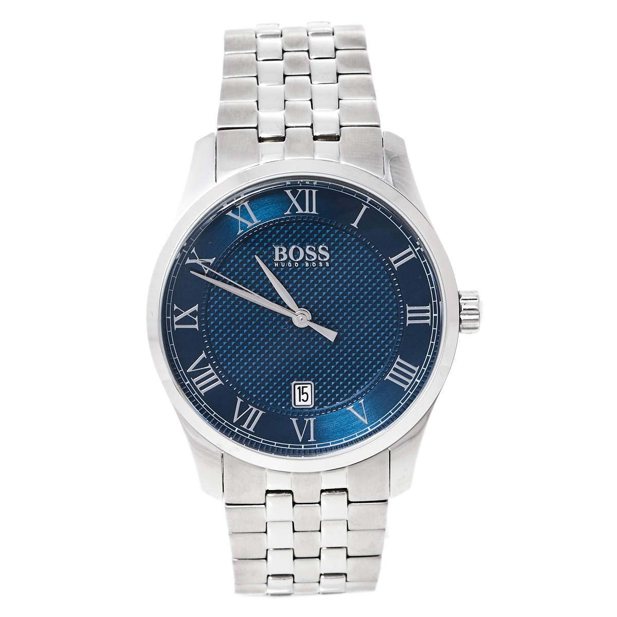Pre Owned Hugo Boss Blue Stainless Steel Boss 1513602 Men's Wristwatch 41 mm