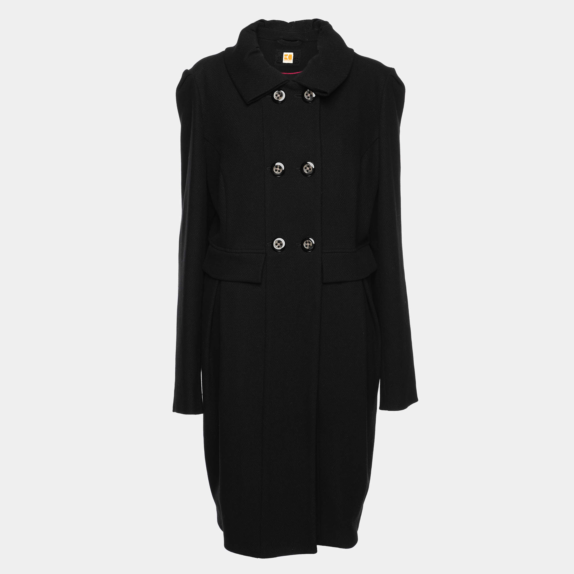 مملوكة مسبقًا Boss Orange By Hugo Boss Black Virgin Wool Long Coat L