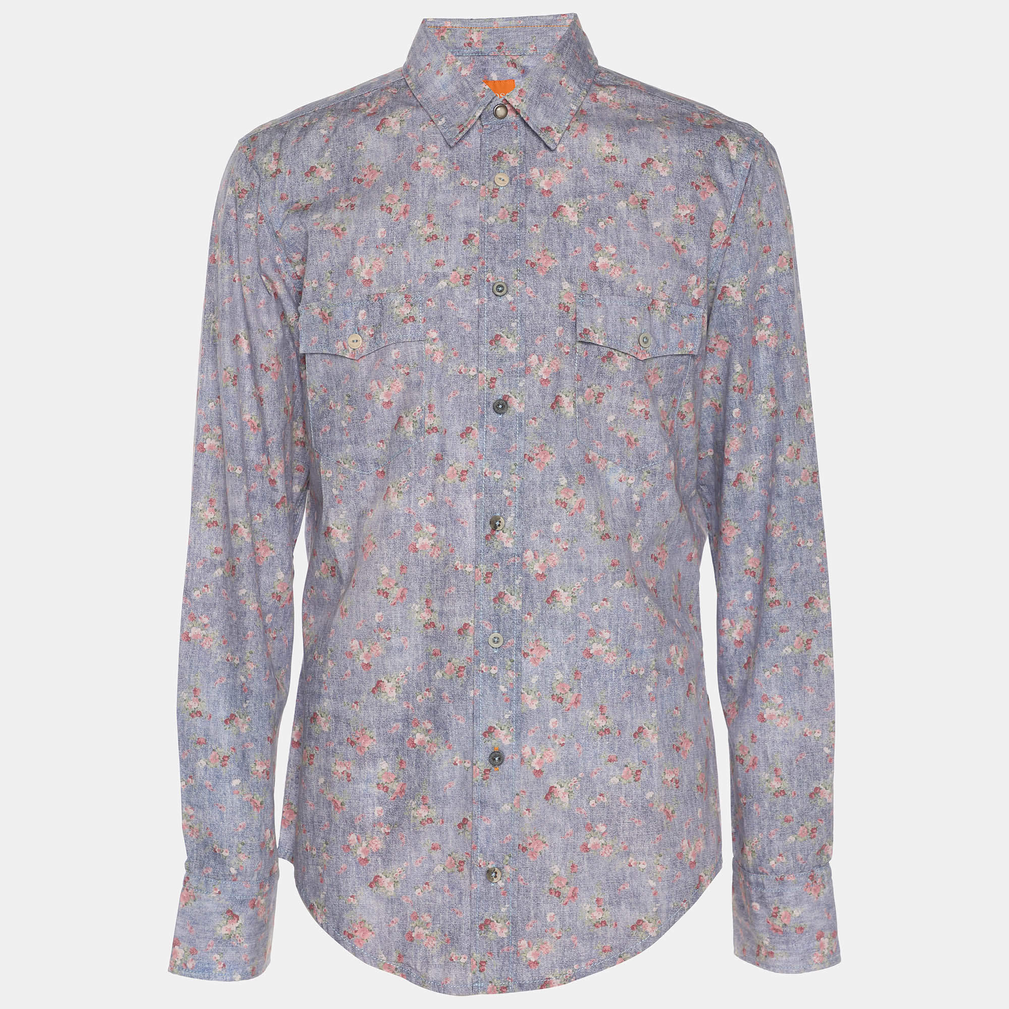 مملوكة مسبقًا Boss Orange by Hugo Boss Multicolor Floral Print Cotton Long Sleeve Shirt M