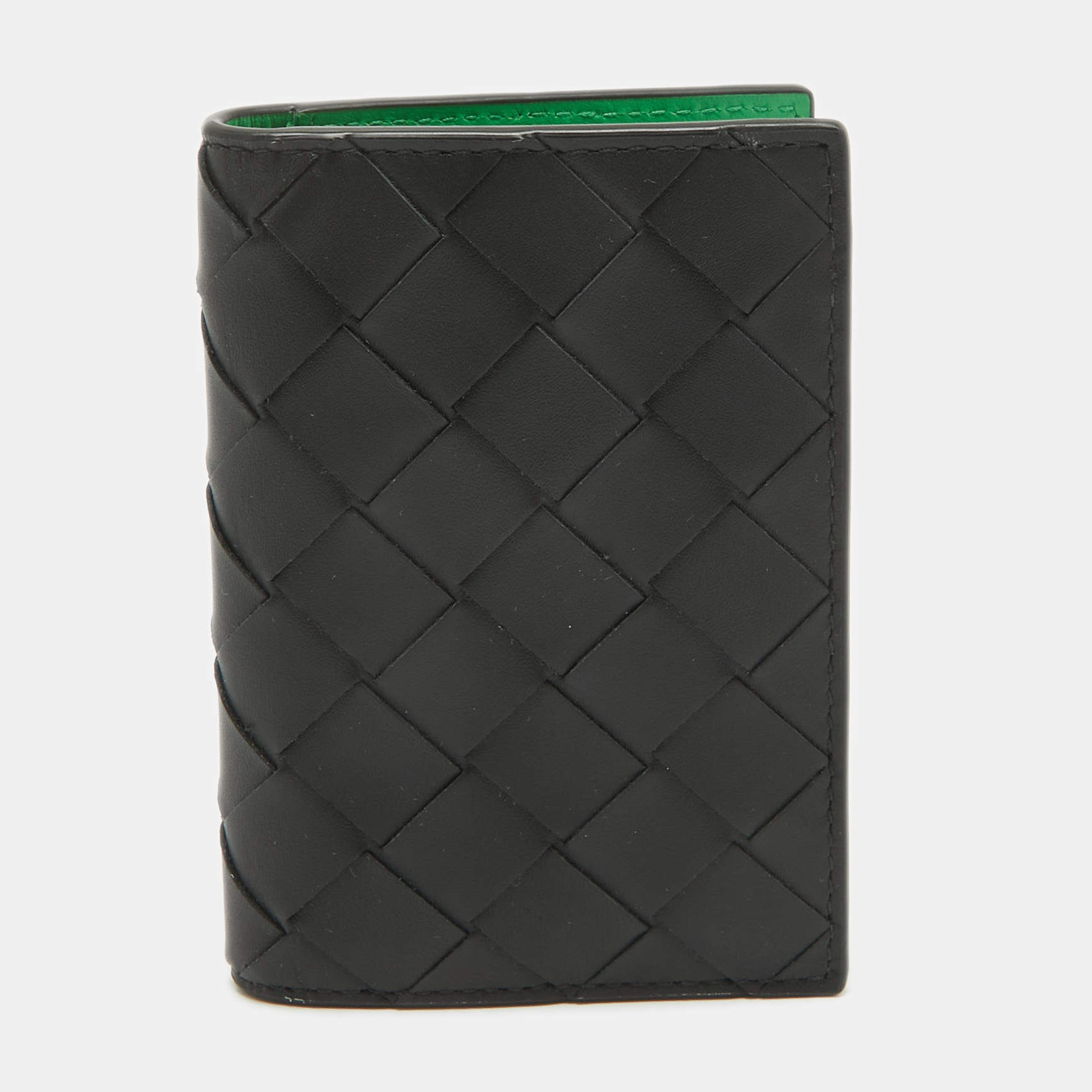 Bottega Veneta Black Intrecciato Leather Card Holder 