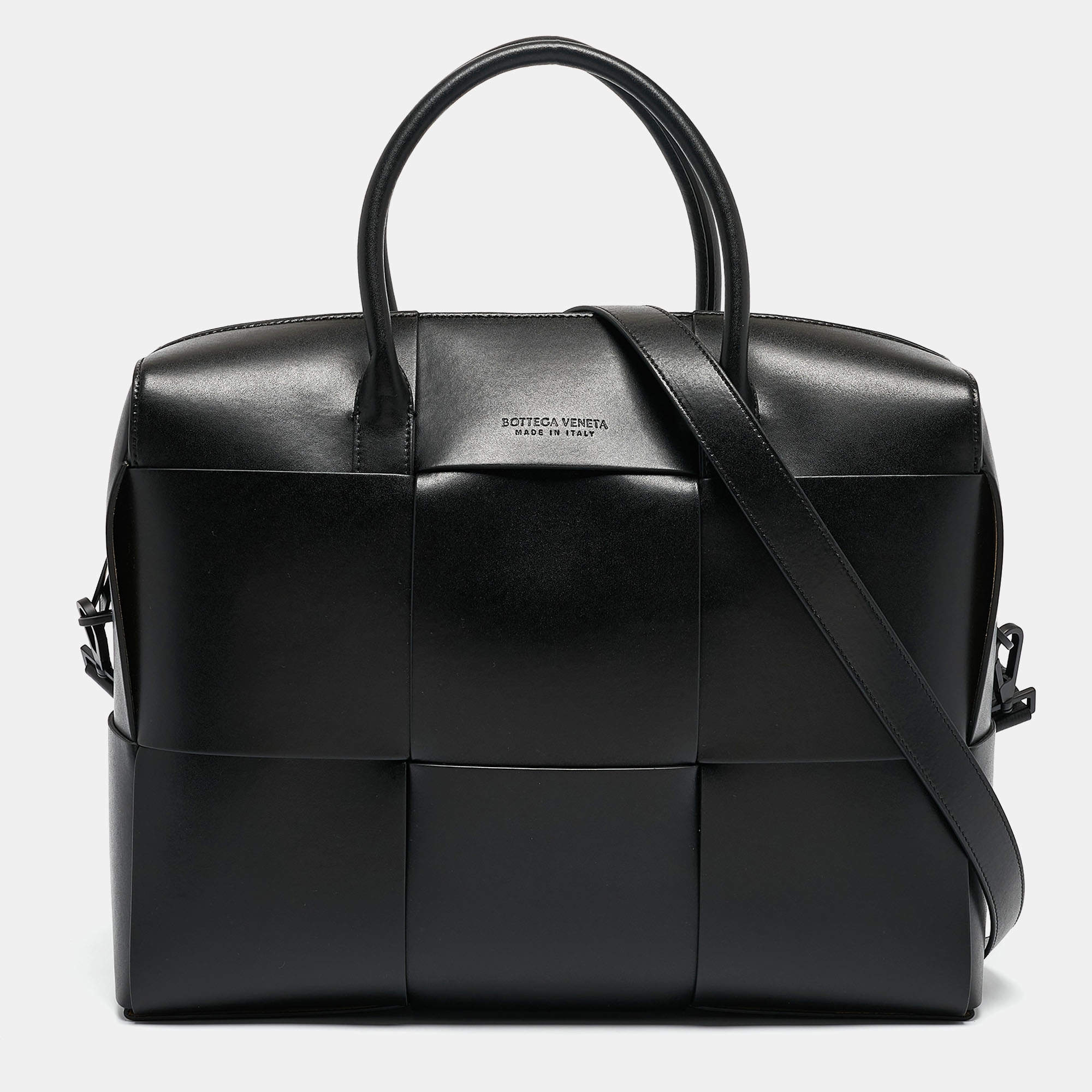 Bottega Veneta Black Intrecciato Arco Briefcase Bag