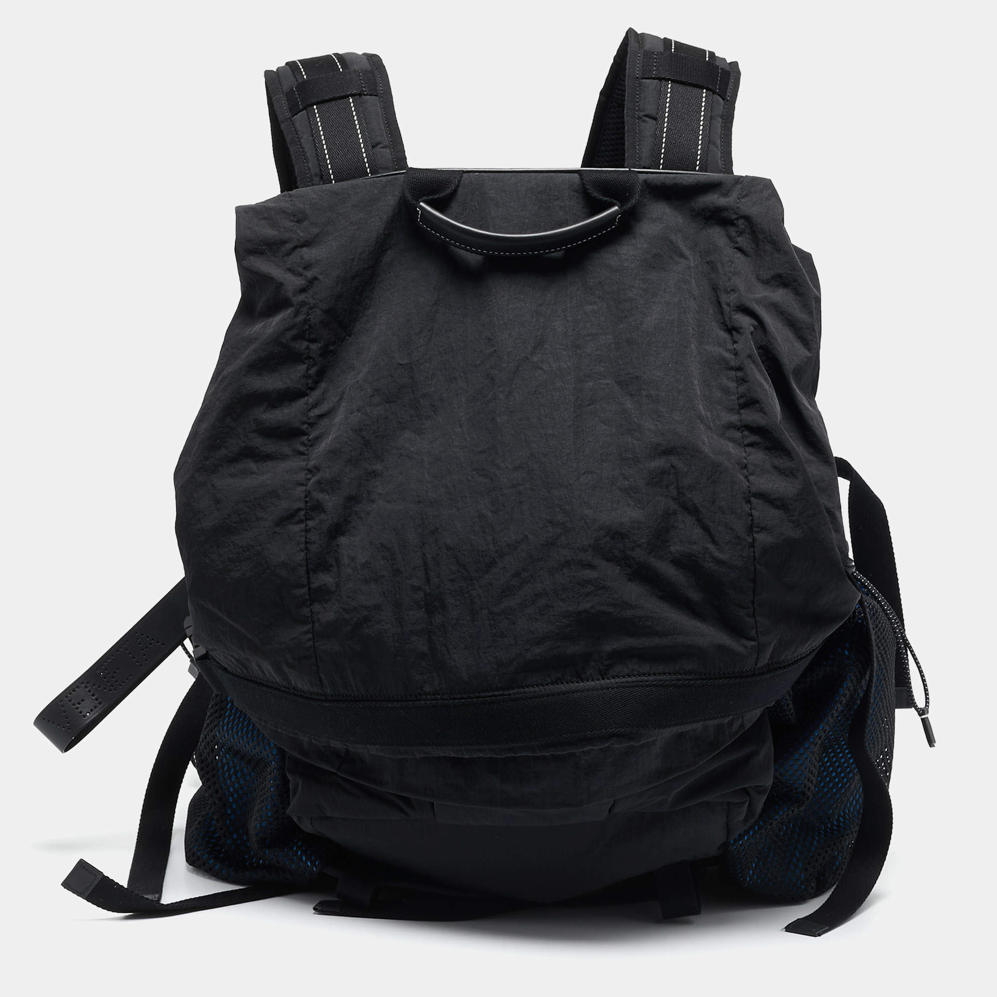 Bottega Veneta Black/Blue Nylon Paper Touch Backpack
