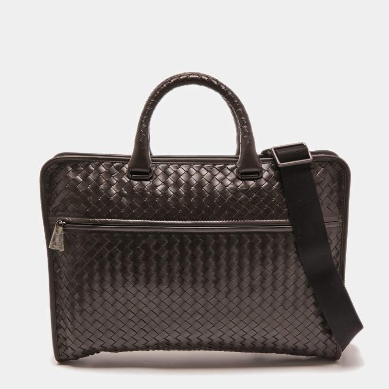 Pre Owned Bottega Veneta Brown Intrecciato Leather Briefcase