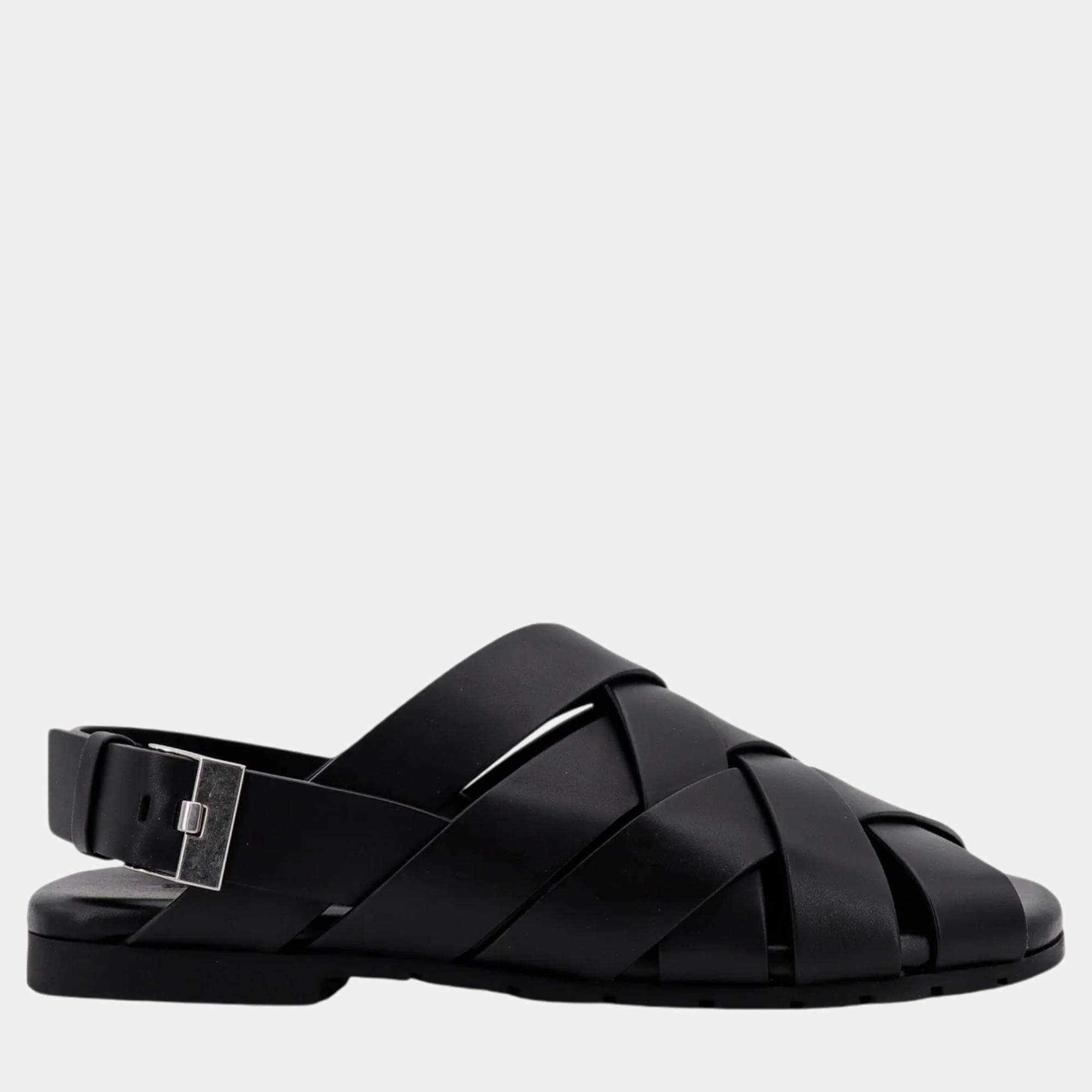 Bottega Veneta Black Leather Alfie Sandals EU 39