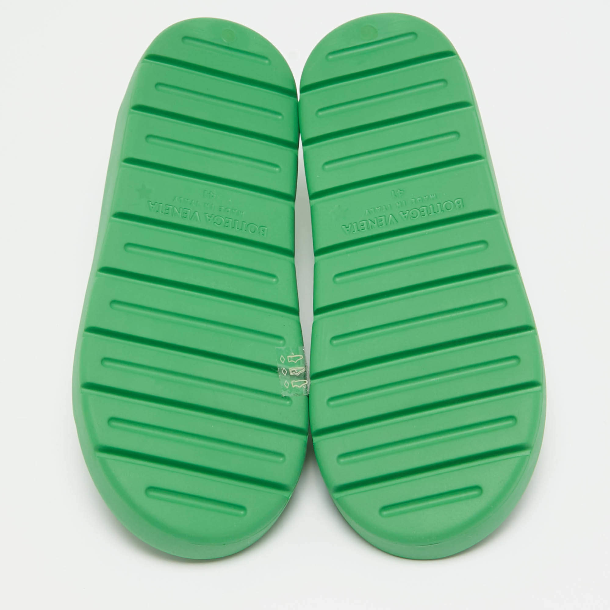 Bottega Veneta Green Rubber Lace Up Flat Sandals Size 41