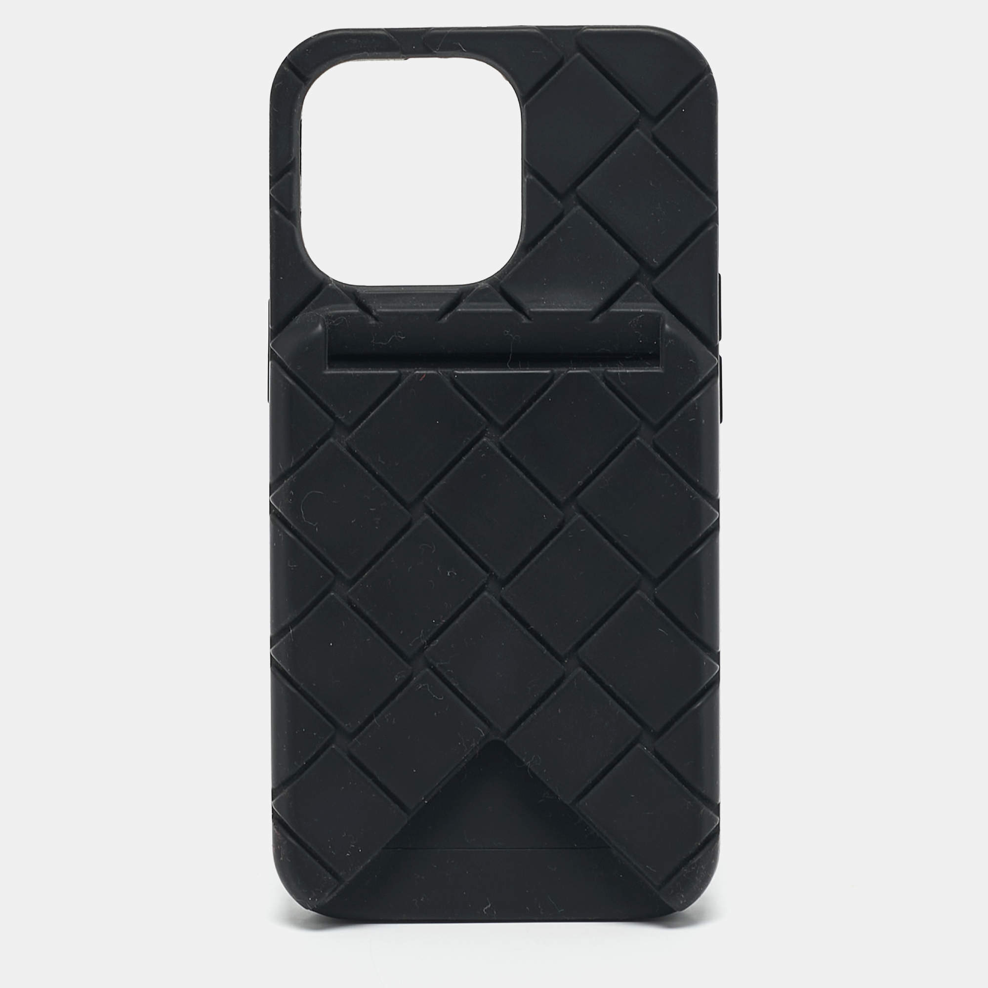 Bottega Veneta Black Intrecciato Rubber Silicone iPhone 13 Case