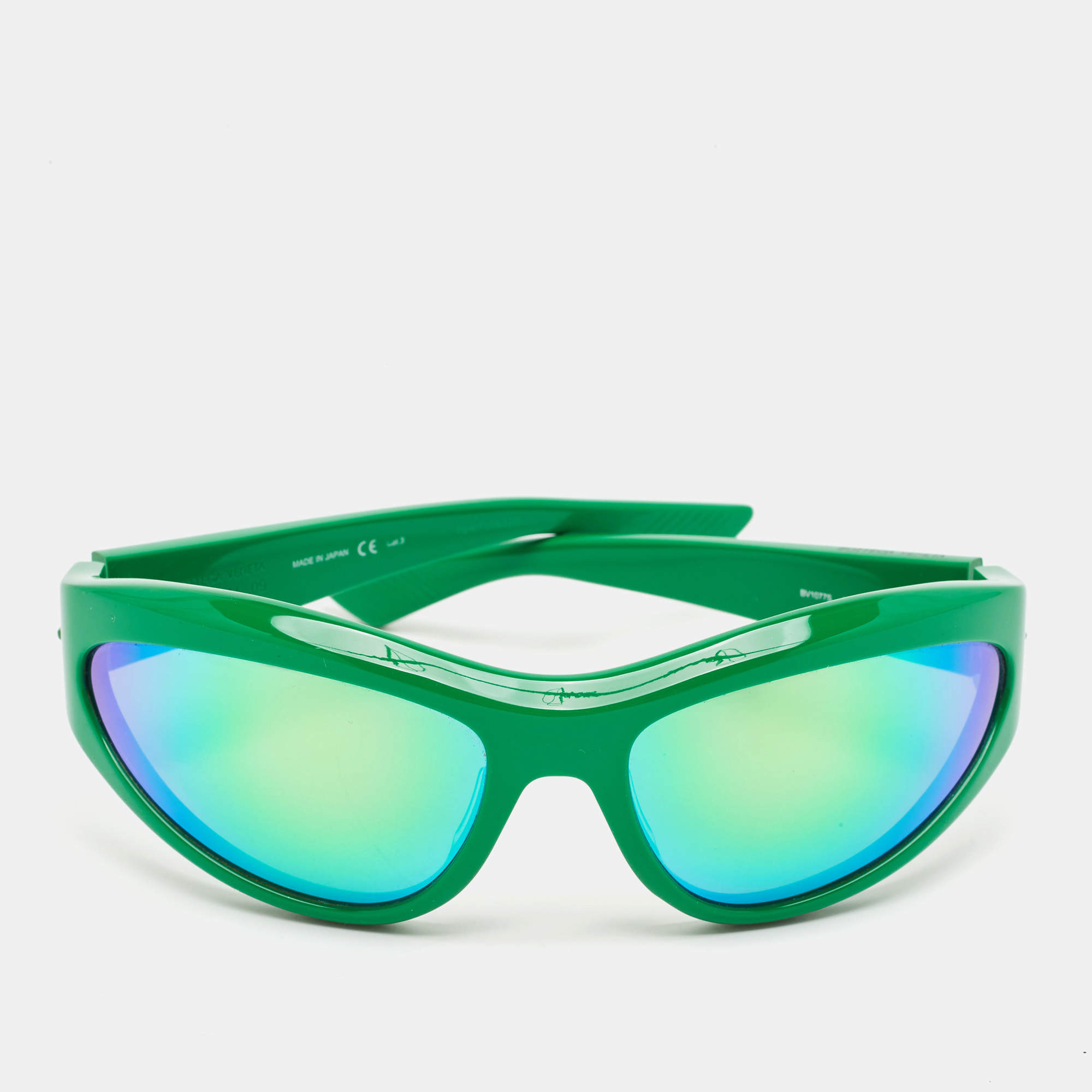 Bottega Veneta Green Mirrored BV1077S Racing Frame Sunglasses