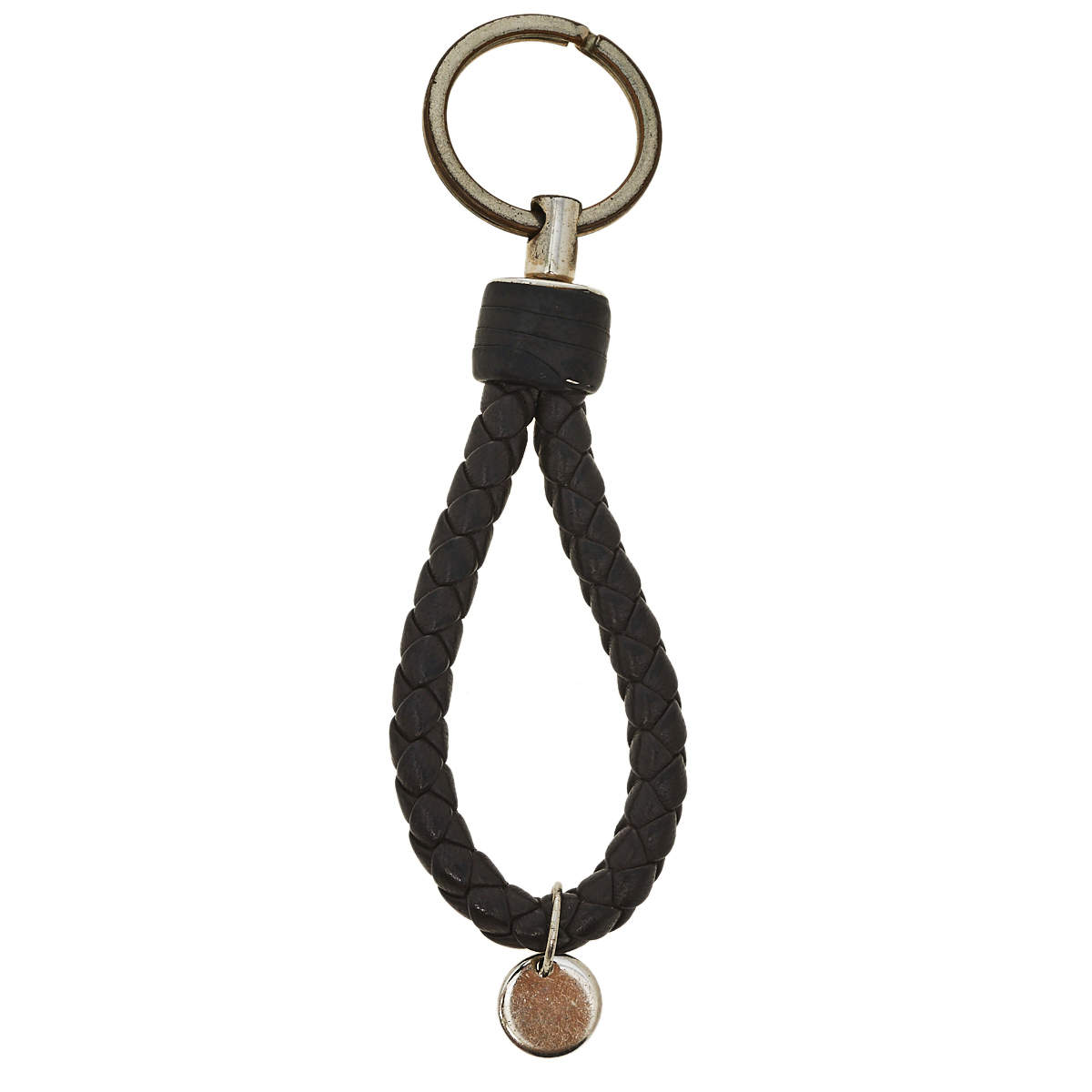 Bottega Veneta - Men - Silver-Tone and Braided Leather Key Fob Brown