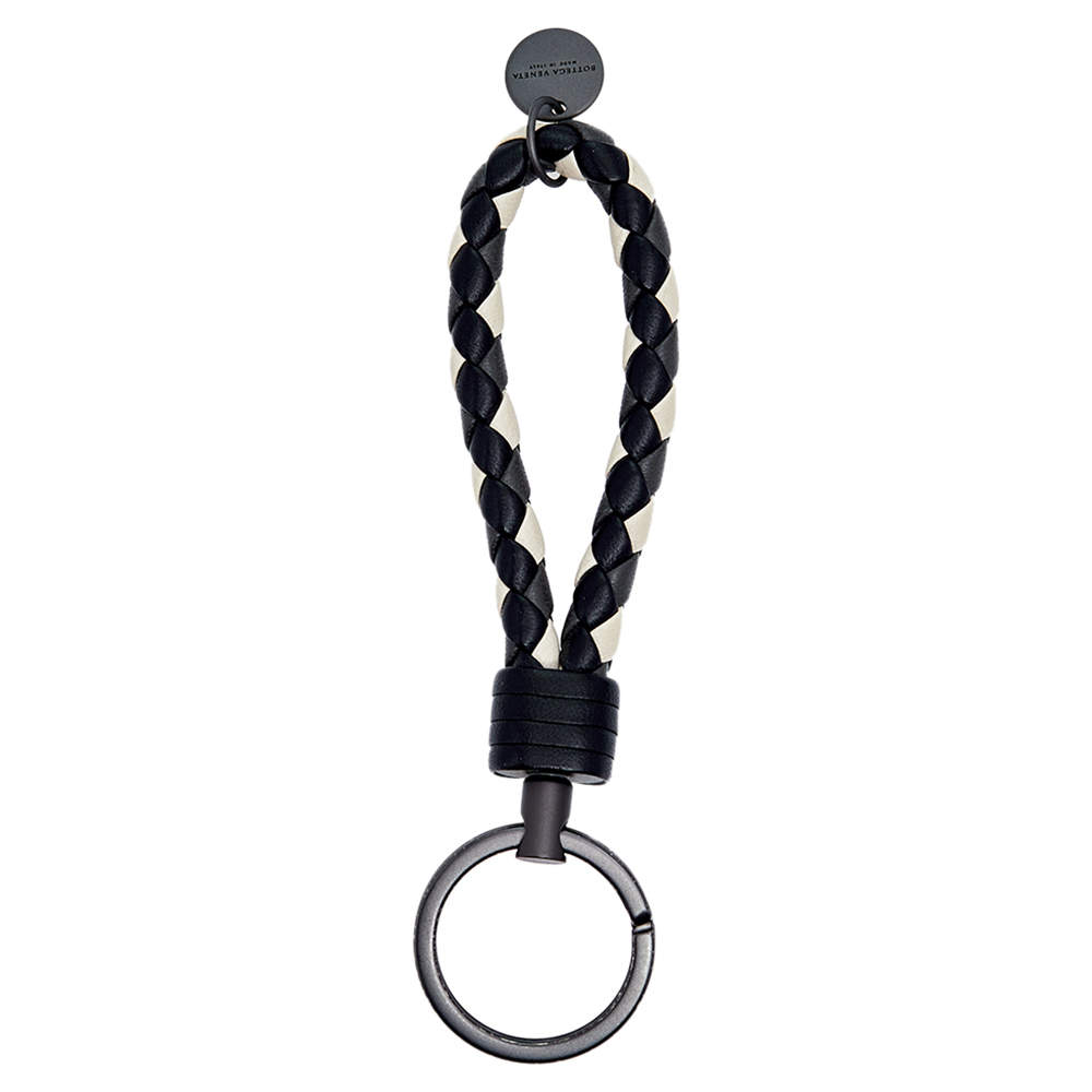 Bottega Veneta Monchrome Braided Leather Key Holder 