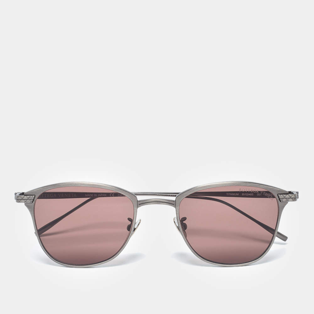Pre Owned Bottega Veneta Titanium/ Brown BV0248S Square Sunglasses
