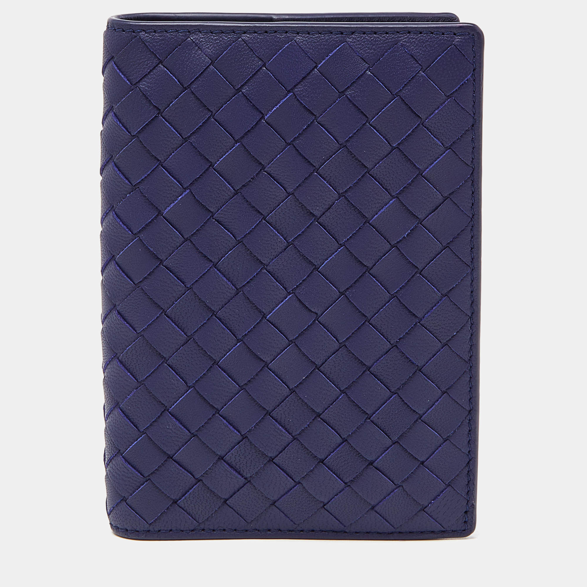 Bottega Veneta Indigo Intrecciato Leather Passport Holder