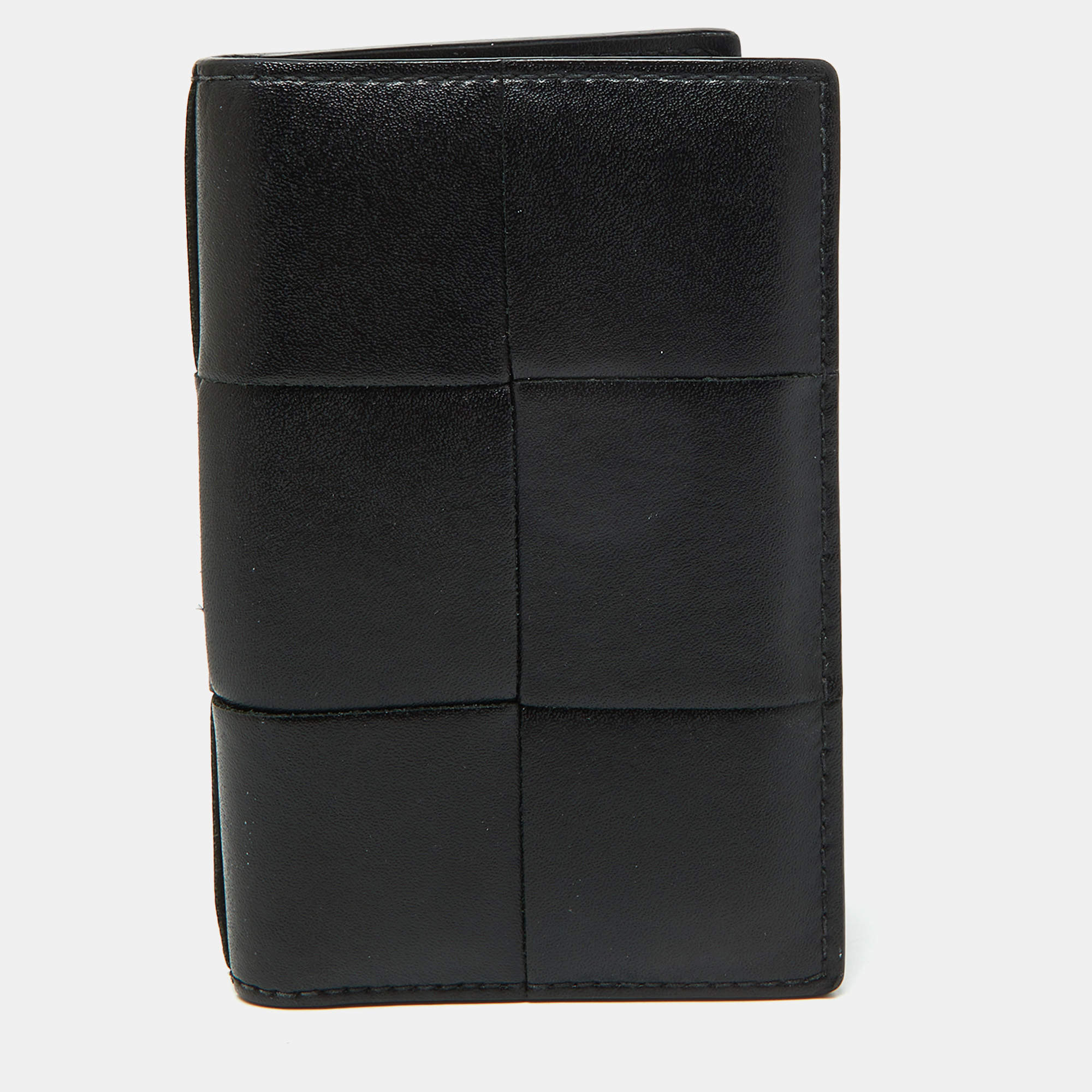 Bottega Veneta Black Leather Cassette Flap Card Case