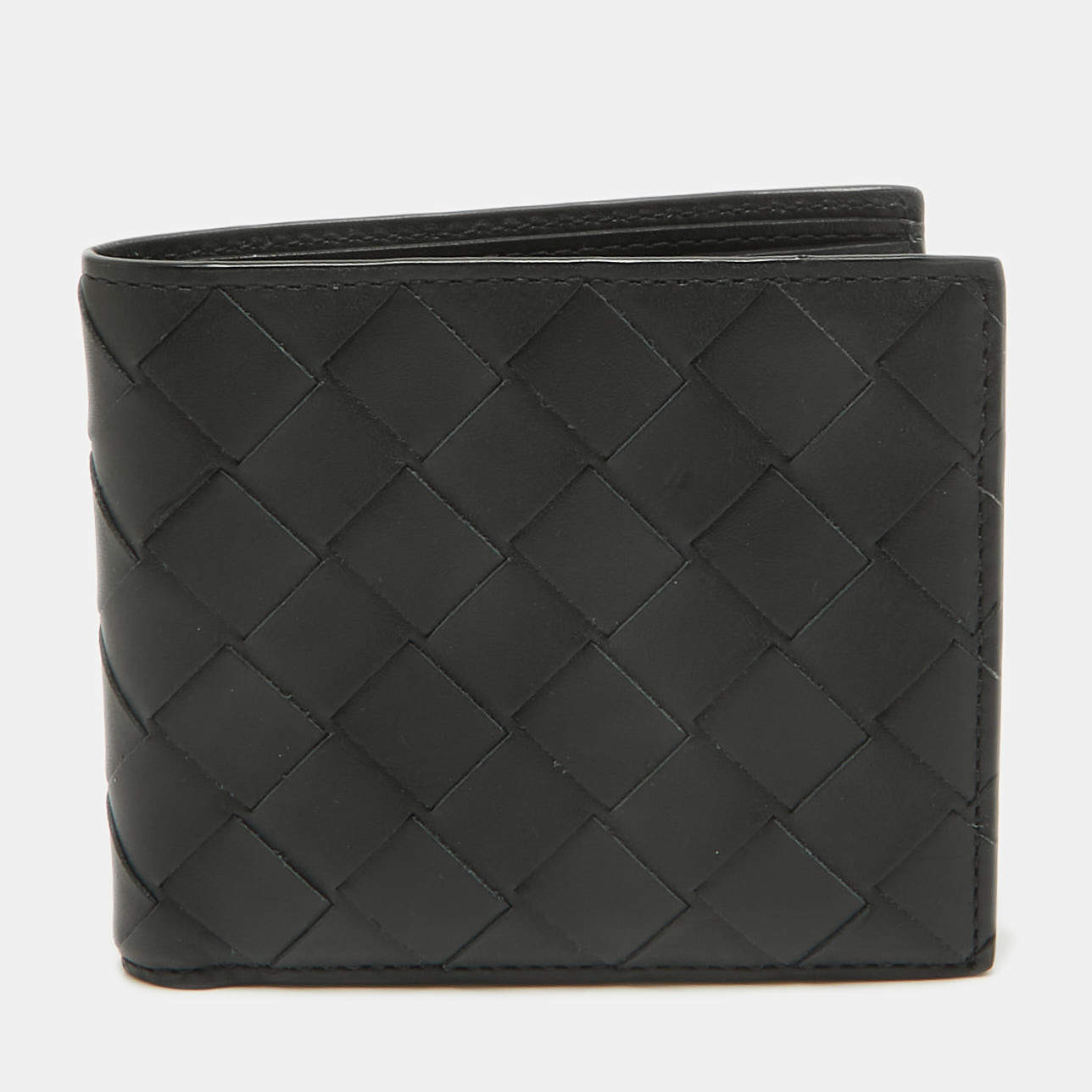 Bottega Veneta Black Intrecciato Leather Bifold Wallet