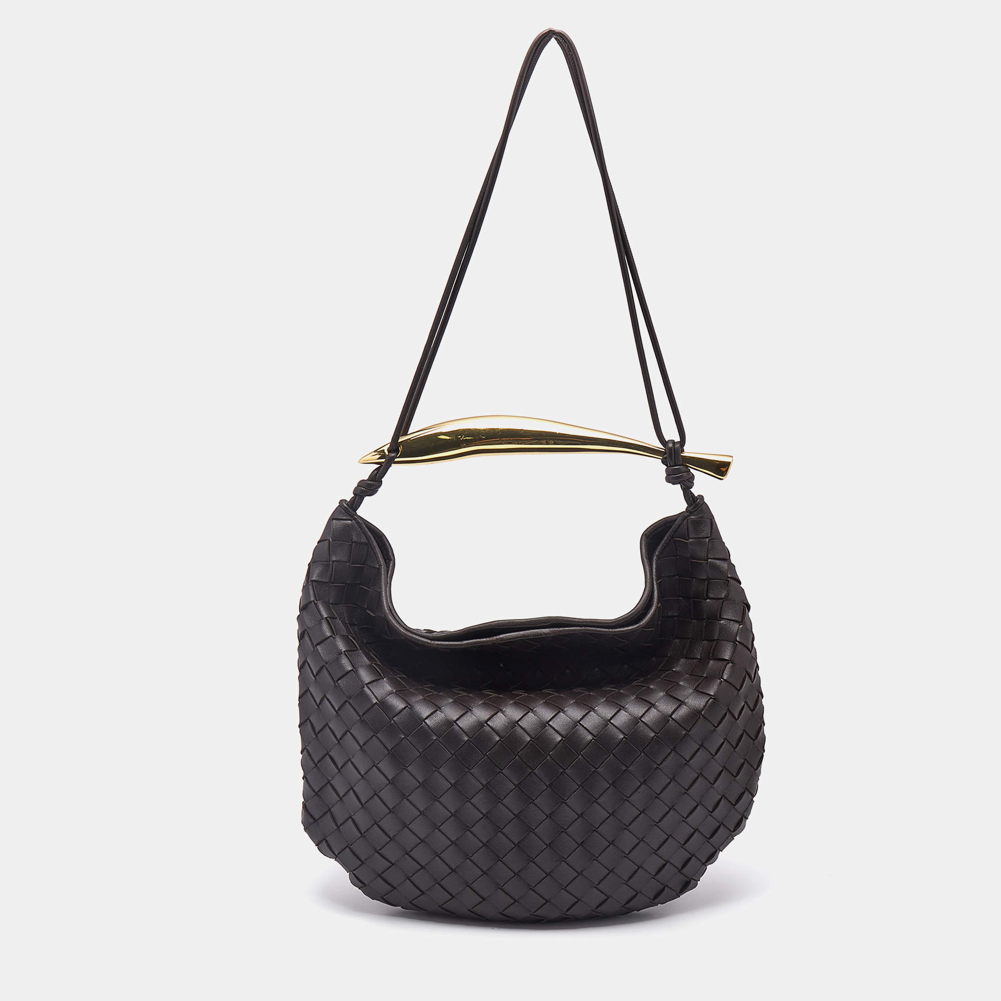 Pre Owned Bottega Veneta Choco Brown Intrecciato Leather Medium Sardine Hobo