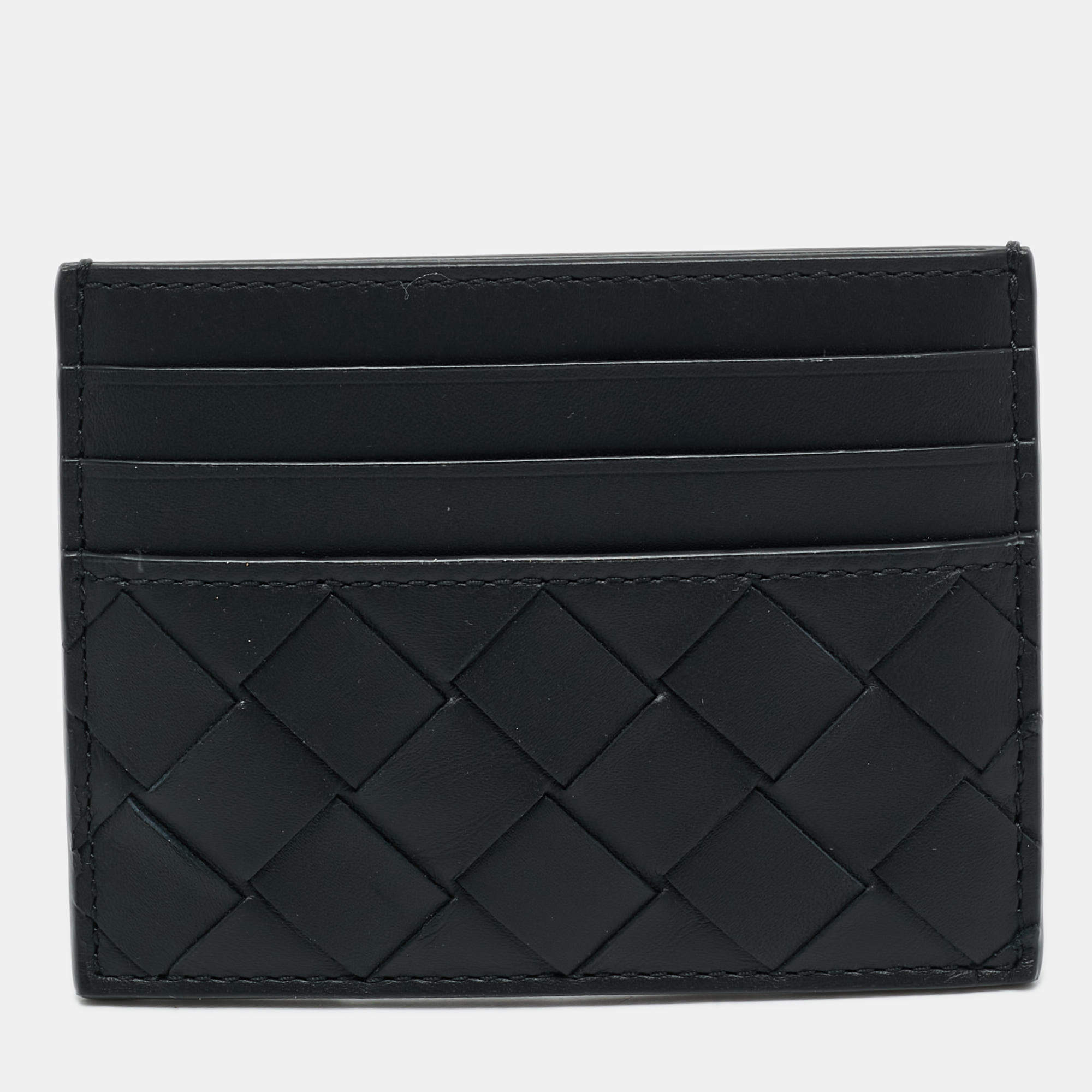 Bottega Veneta Black Intrecciato Leather Card Holder