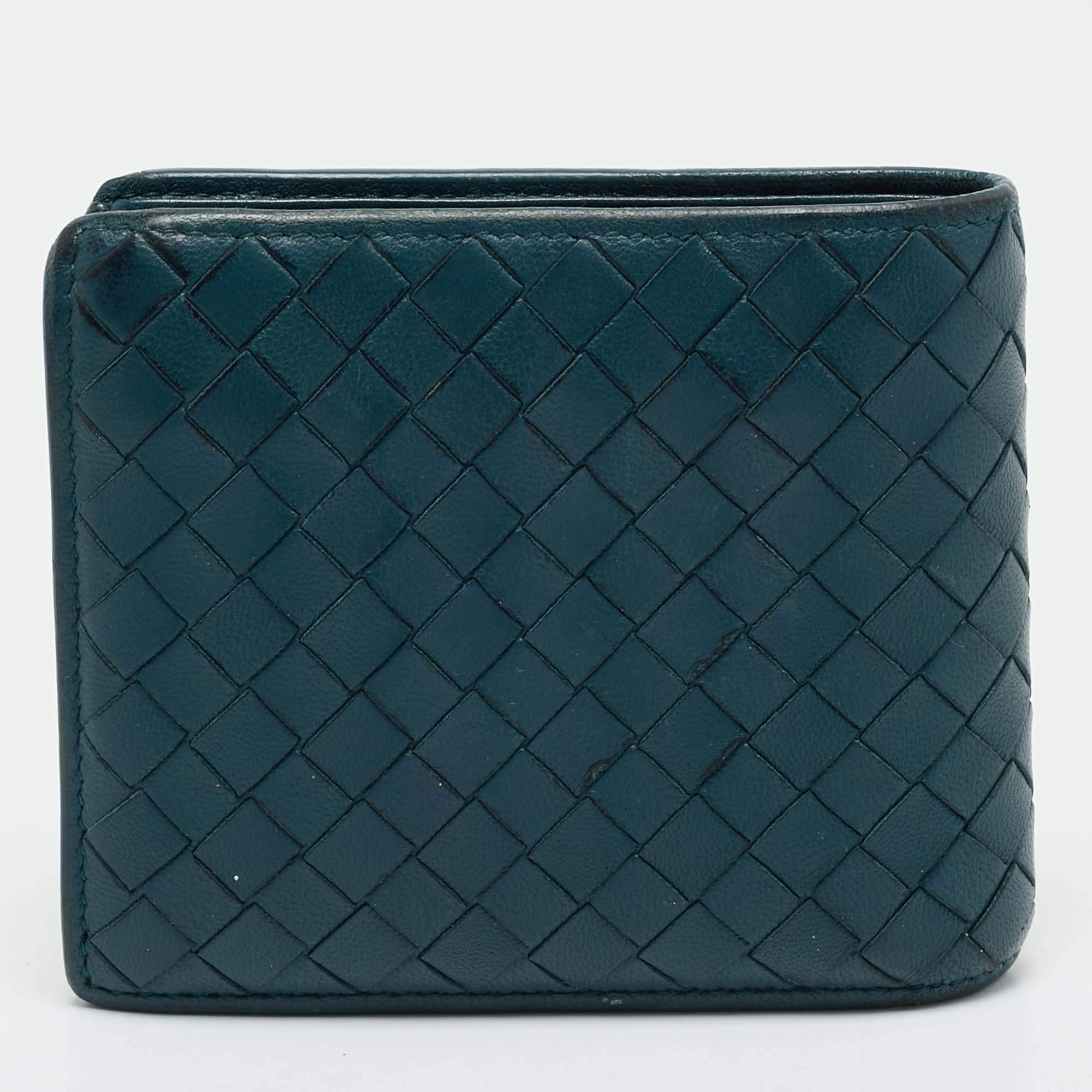Bottega Veneta Light Green Intrecciato Leather Bifold Wallet