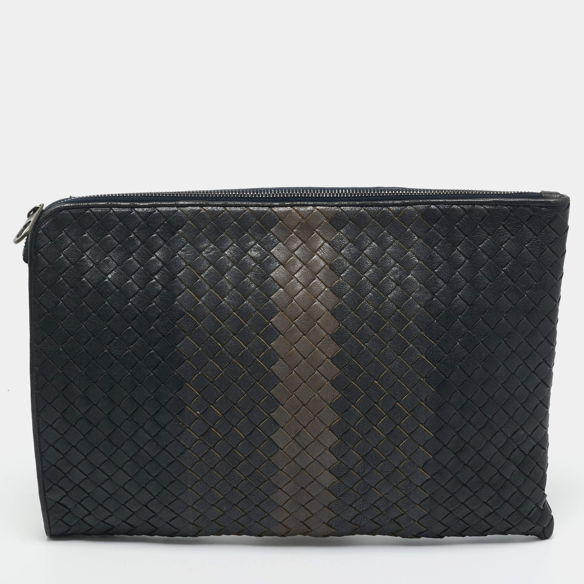Pre Owned Bottega Veneta Tricolor Intrecciato Leather Document Pouch