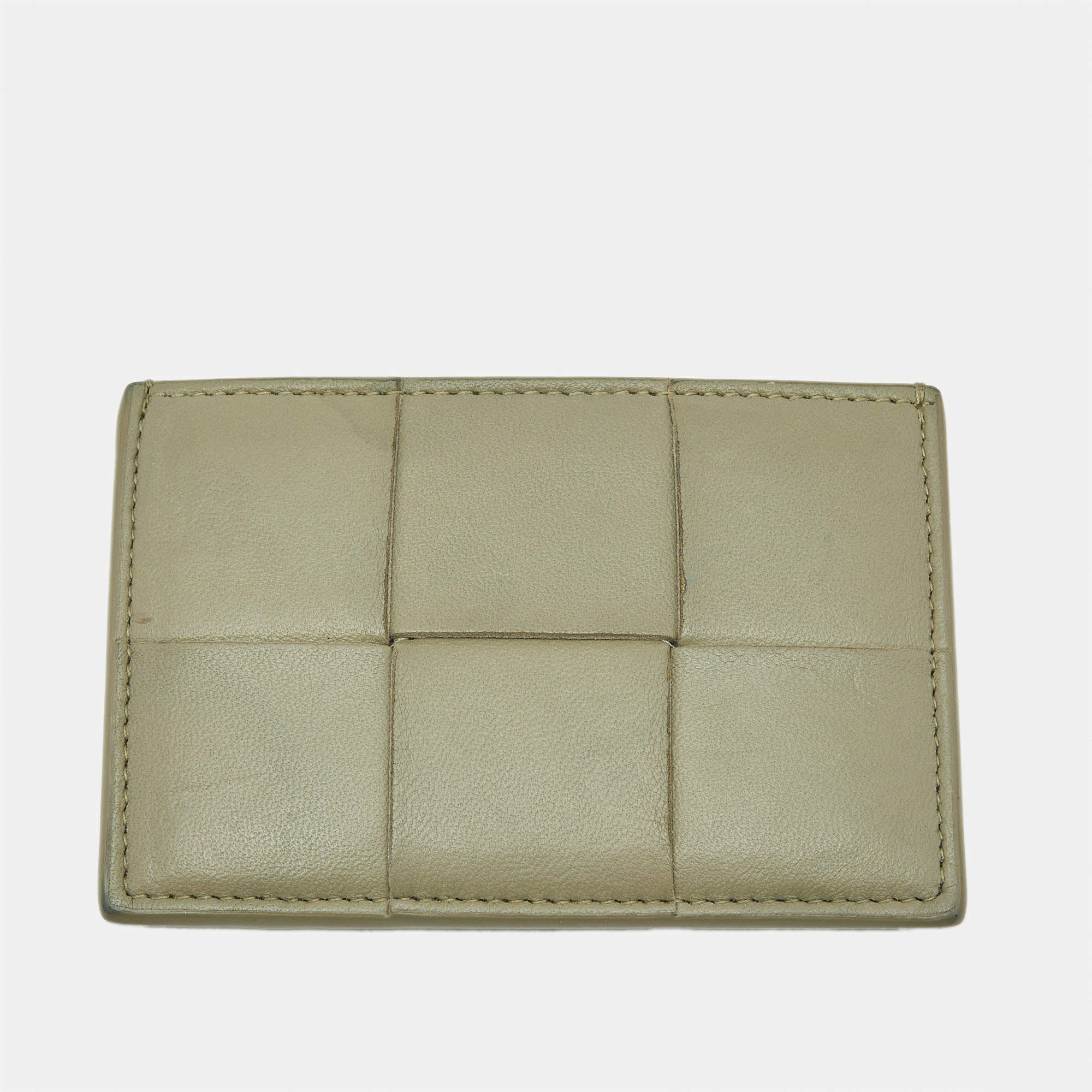 Pre Owned حامل بطاقات بسحاب بوتيغا فينيتا جلد إنتريشاتو أسود