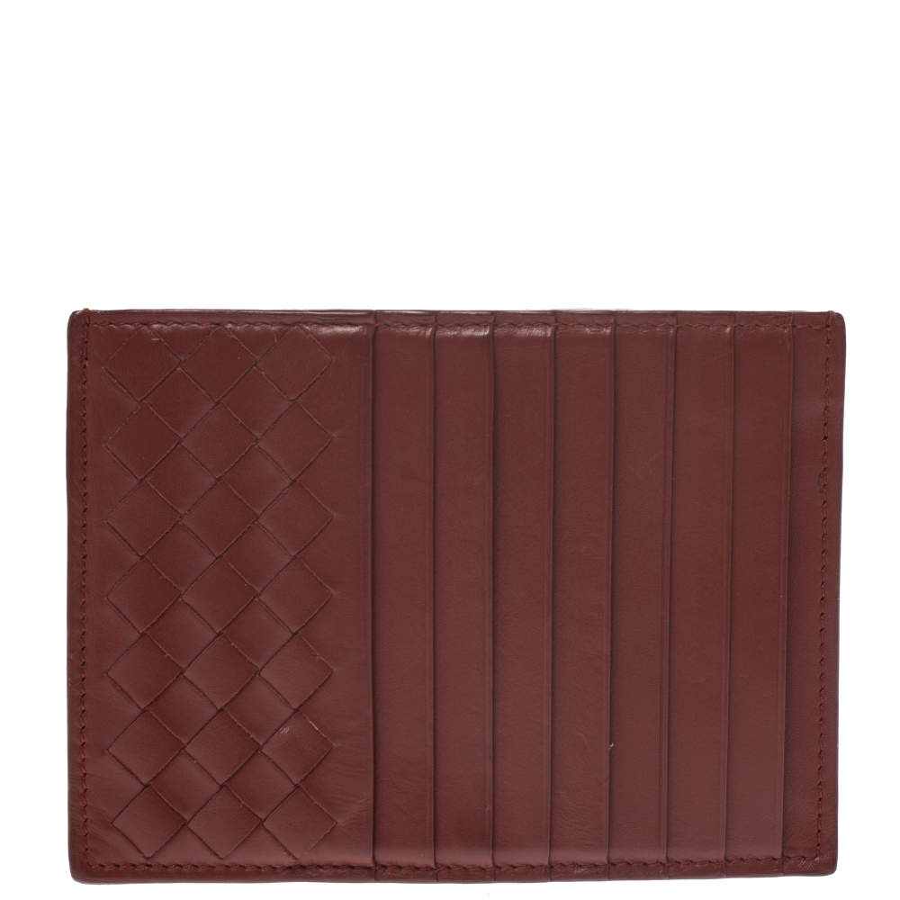Bottega Veneta Rouille/Rust Intrecciato Leather Card Holder 8CC