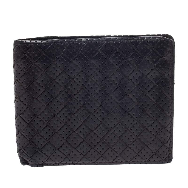 Pre Owned Bottega Veneta Dark Brown Intrecciato Leather Bifold Wallet