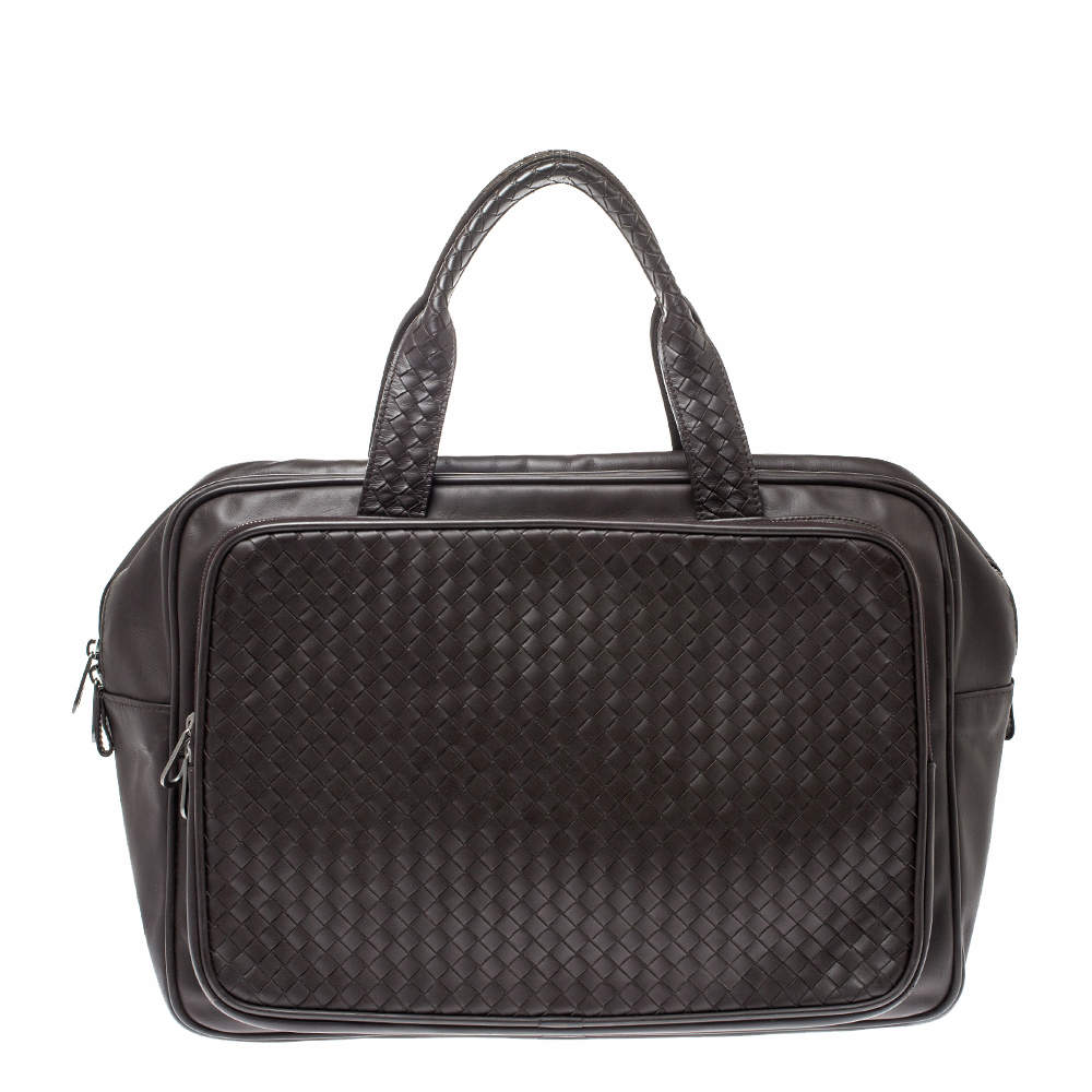 Bottega Veneta Dark Brown Intrecciato Leather VN Carry On Briefcase
