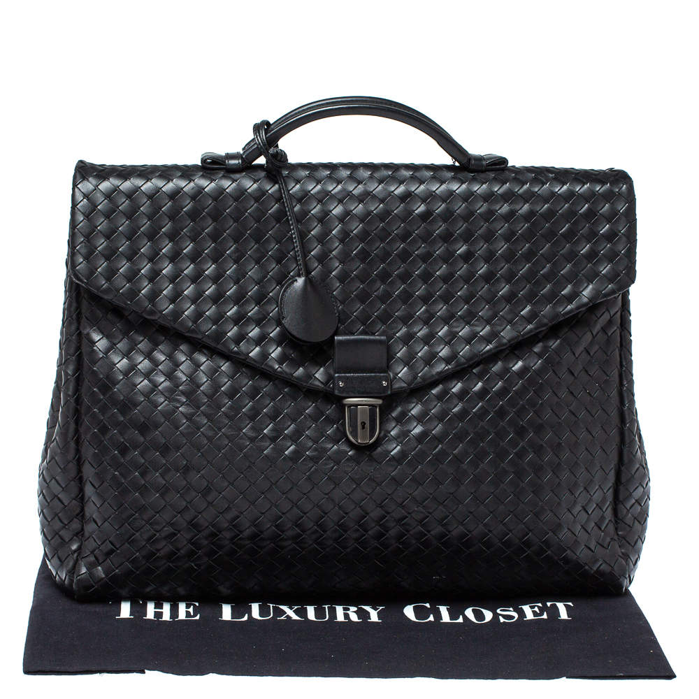 Bottega Veneta Black Intrecciato Leather Briefcase Bottega Veneta