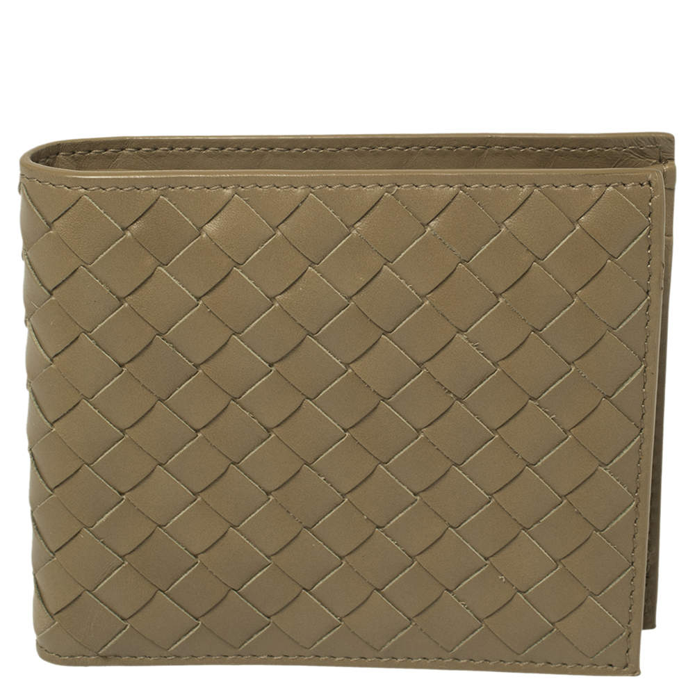 Pre Owned Bottega Veneta Beige Intrecciato Leather Bifold Wallet