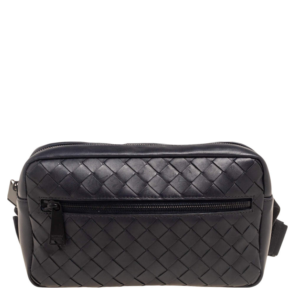 Bottega Veneta Black Intrecciato Leather Belt Bag 