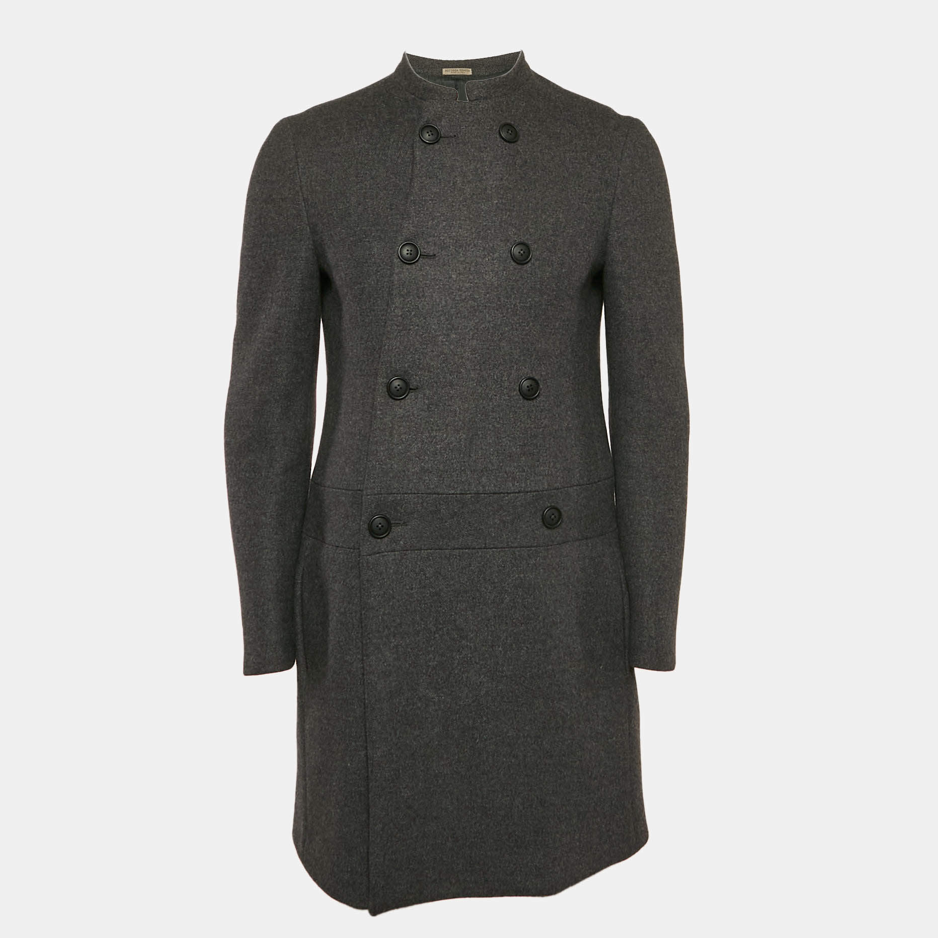 Bottega Veneta Grey Wool Felt Double Breasted Coat M
