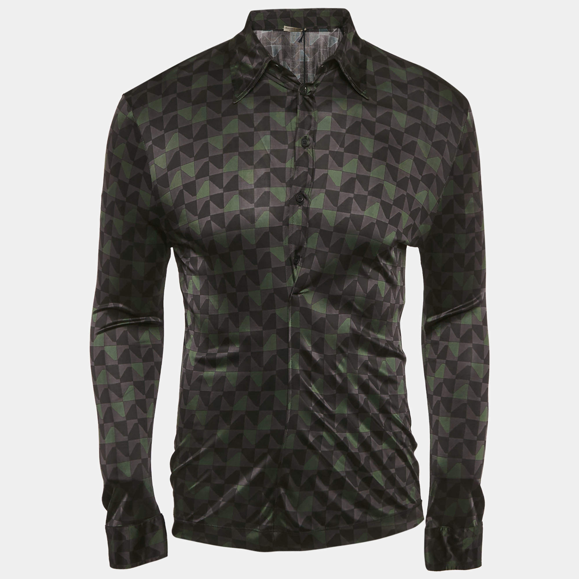 Bottega Veneta Black/Green Graphic Print Jersey T-Shirt M