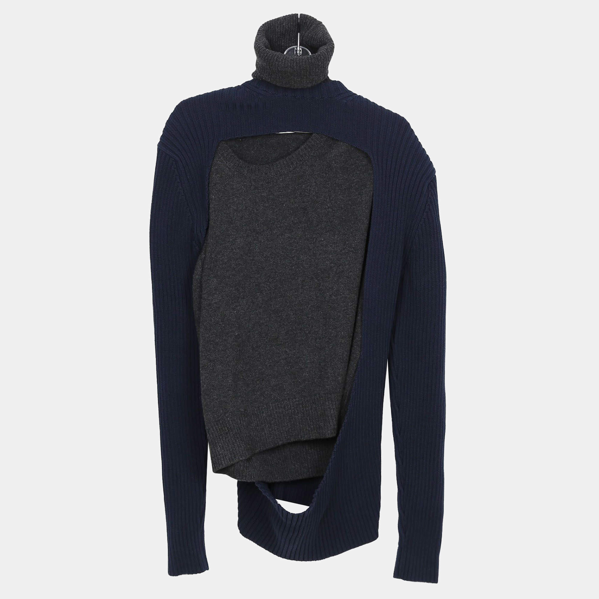 Bottega Veneta Navy Gray Knit Sweater