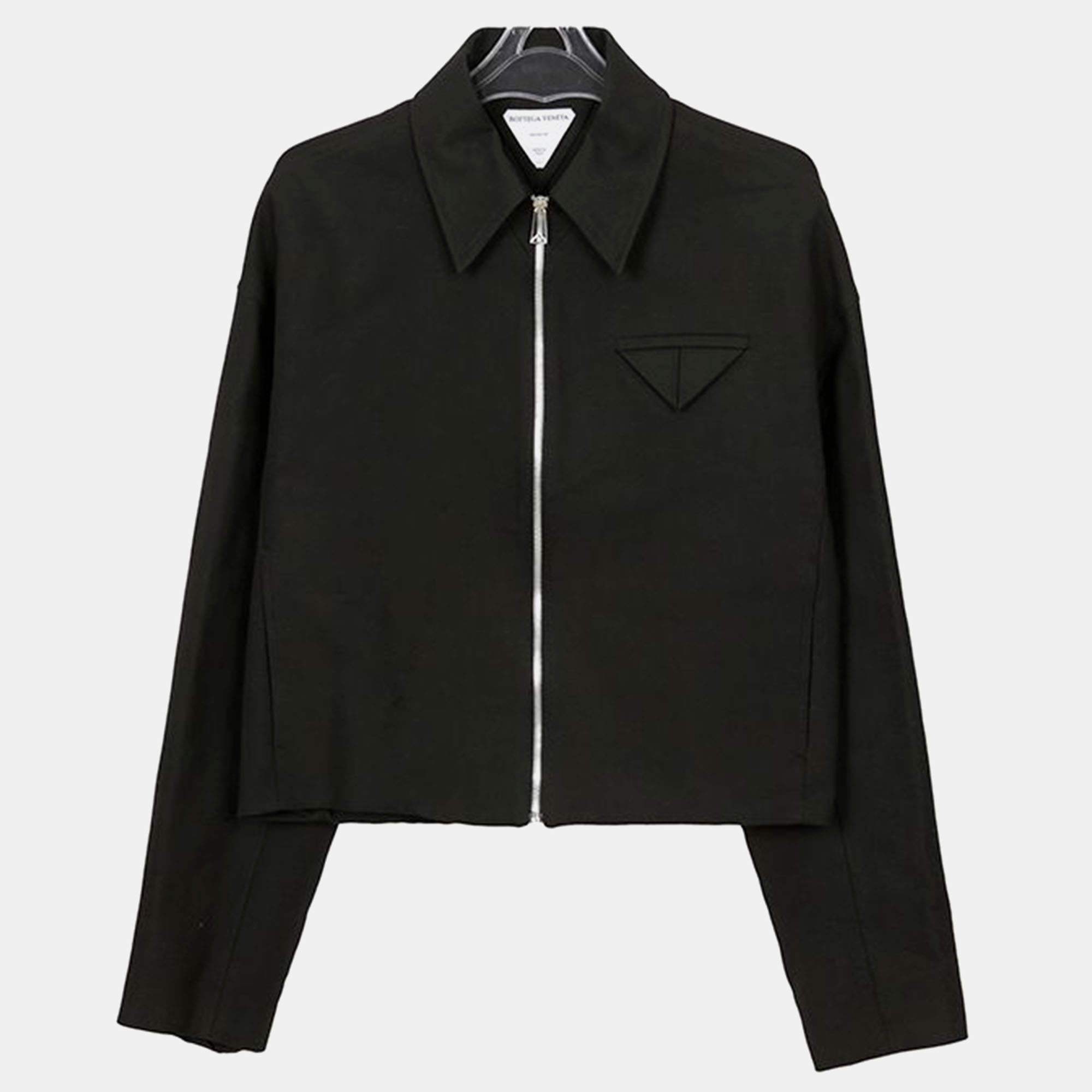 Bottega Veneta Black Cotton Zip-Up Jacket Size 46