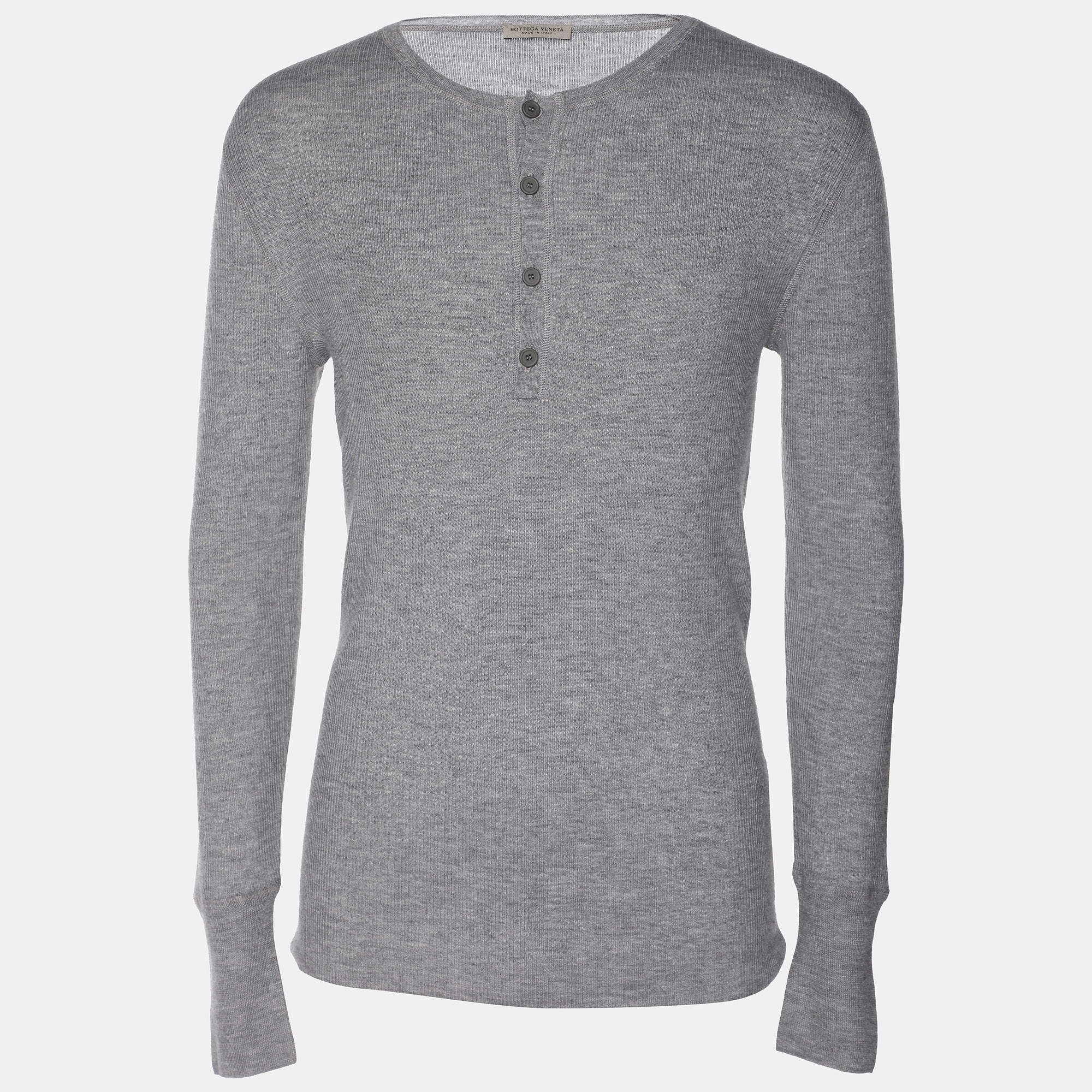 Bottega Veneta Cashmere Knit Henley Neck Full Sleeve T-Shirt L