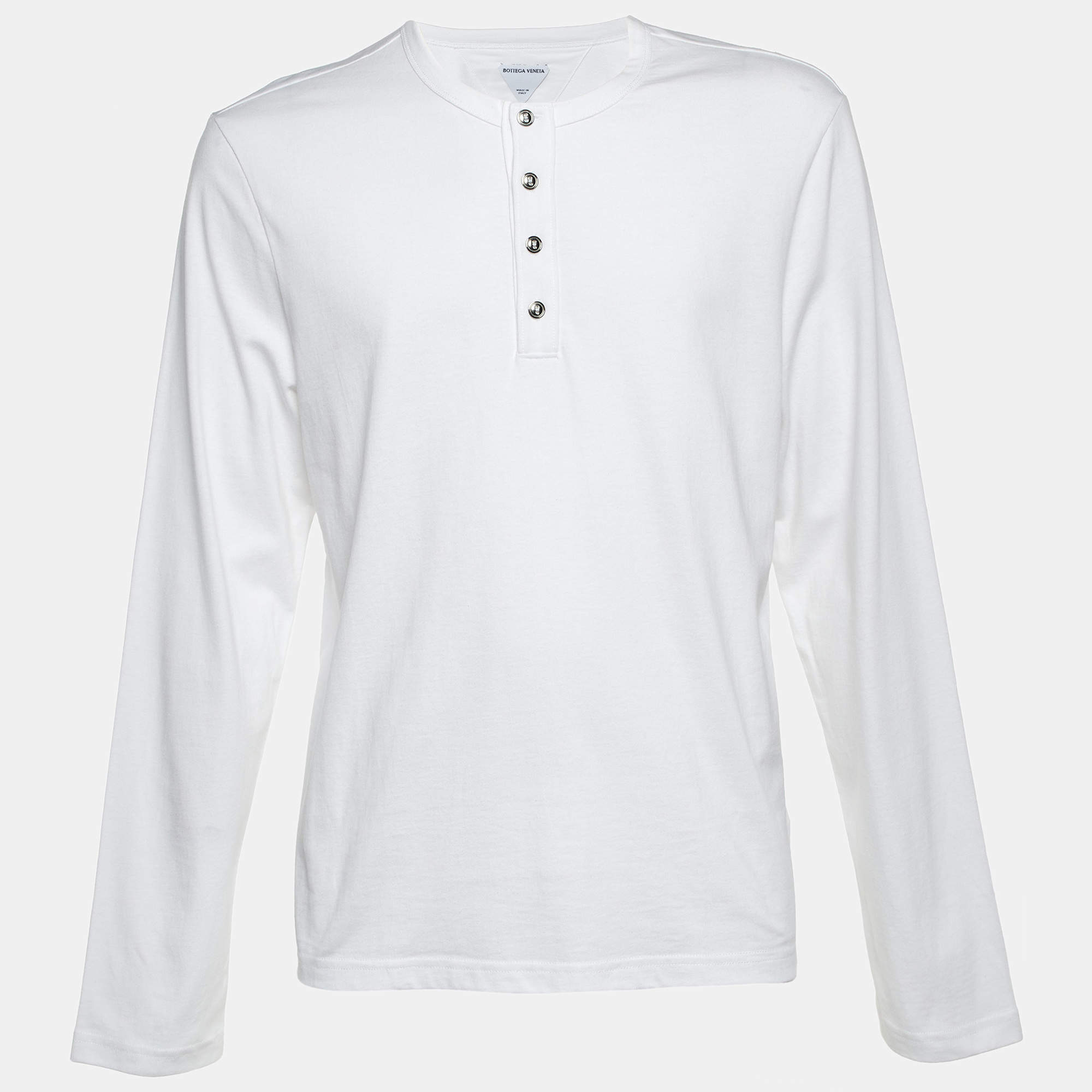 Pre Owned Bottega Veneta White Cotton Long Sleeve T-Shirt XL